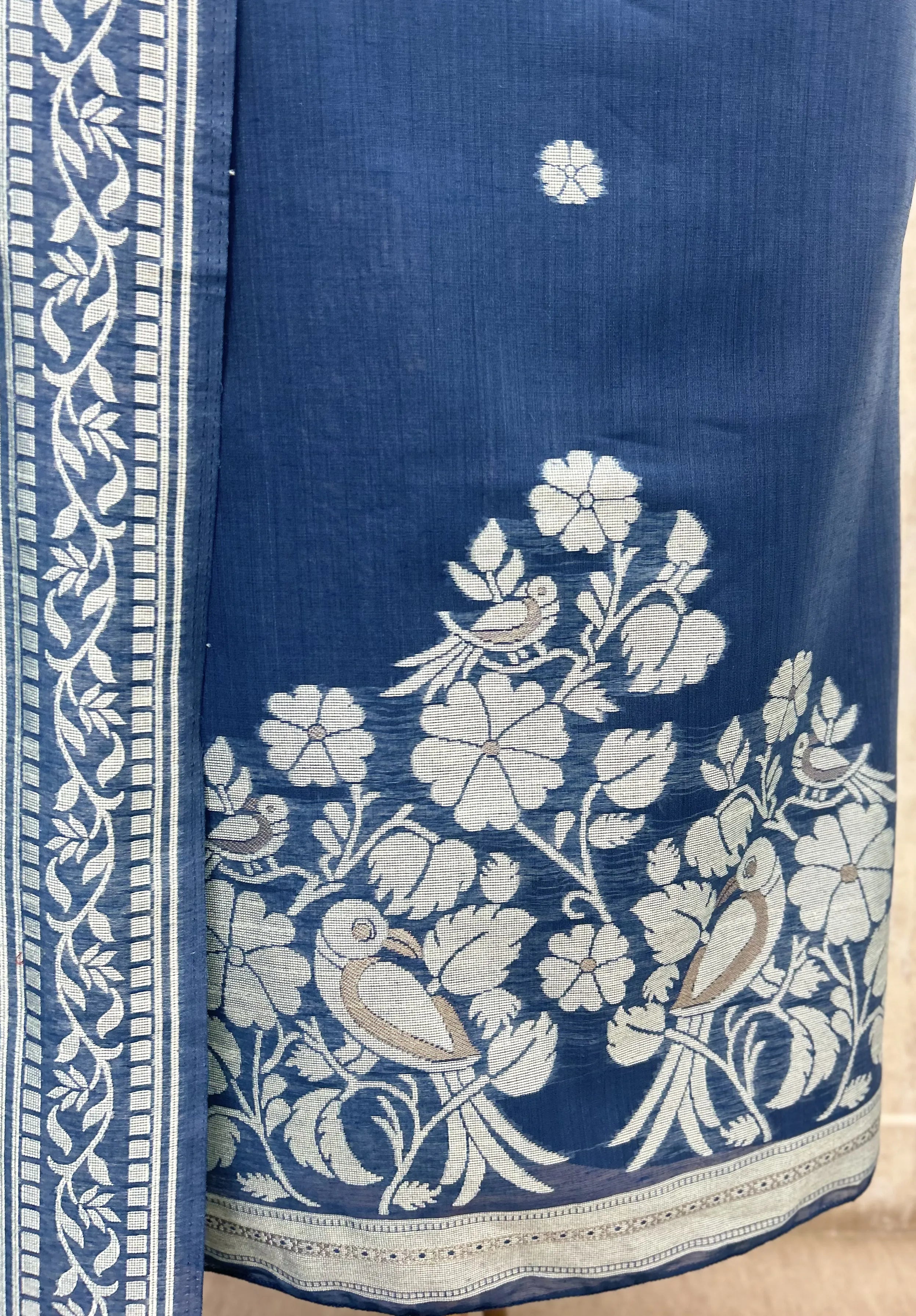 Indigo Jamdani Unstitched suit