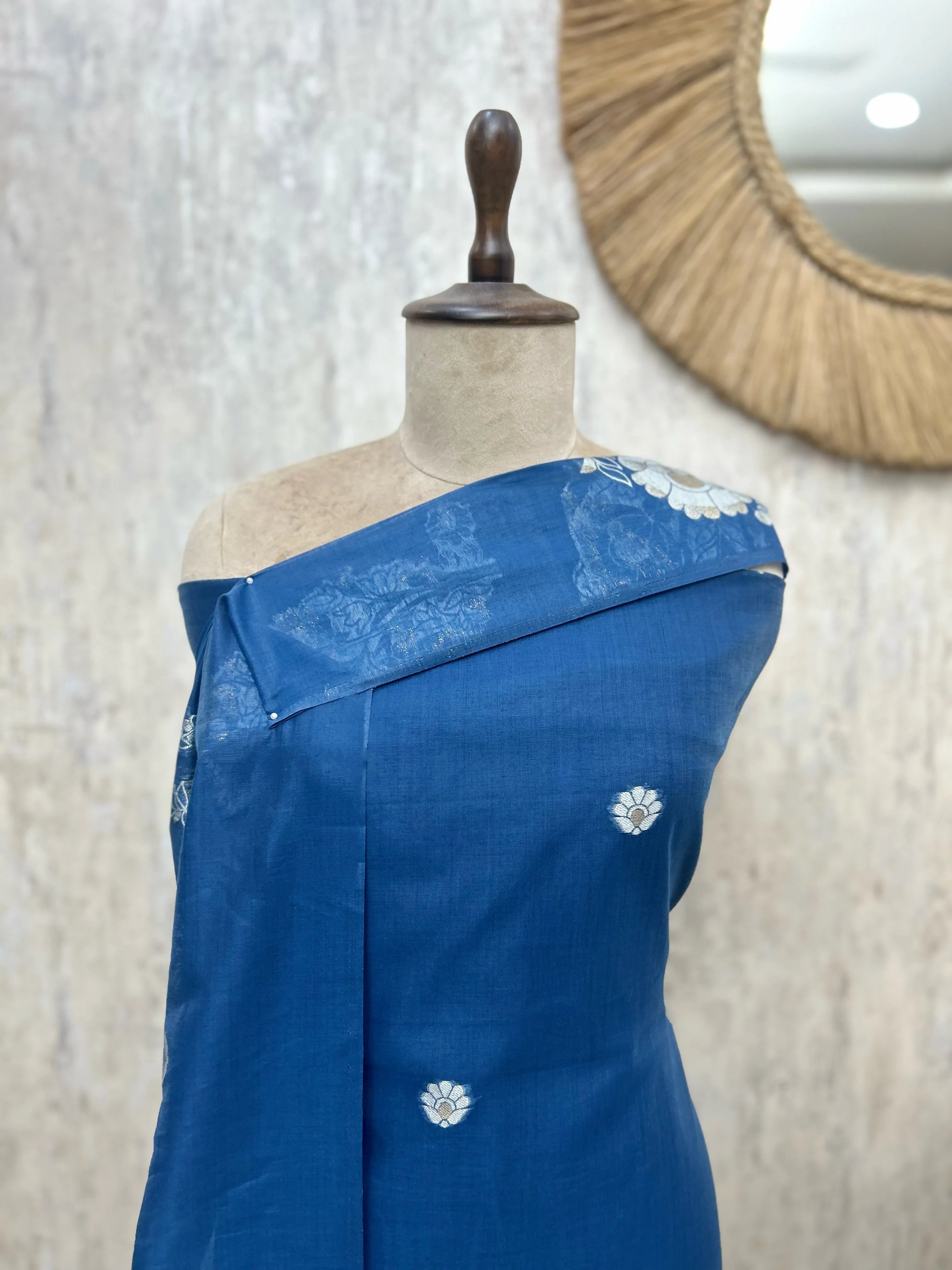 Indigo Jamdani Unstitched suit