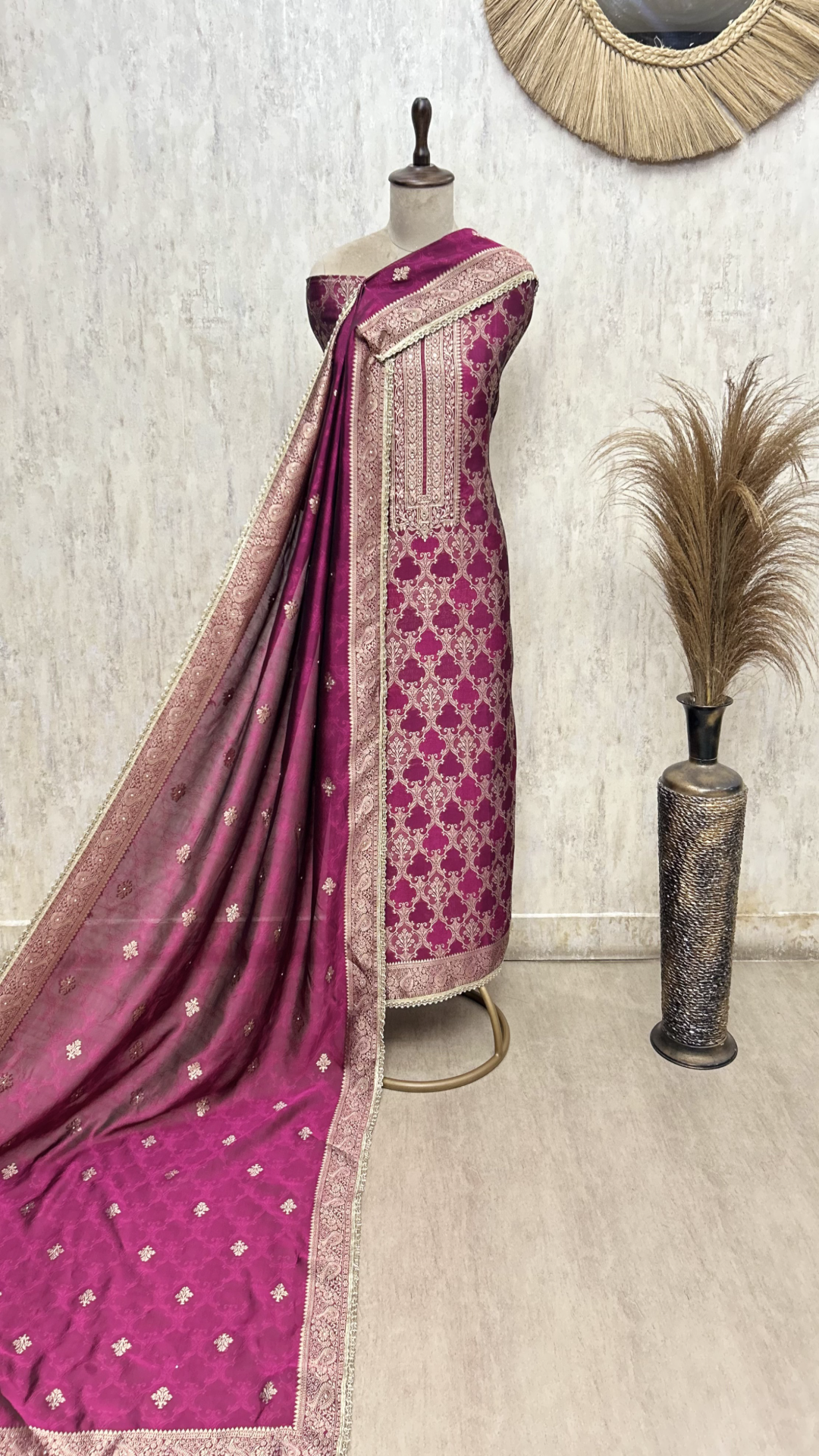 Heritage Motifs Kanjivaram Silk Unstitched Suits