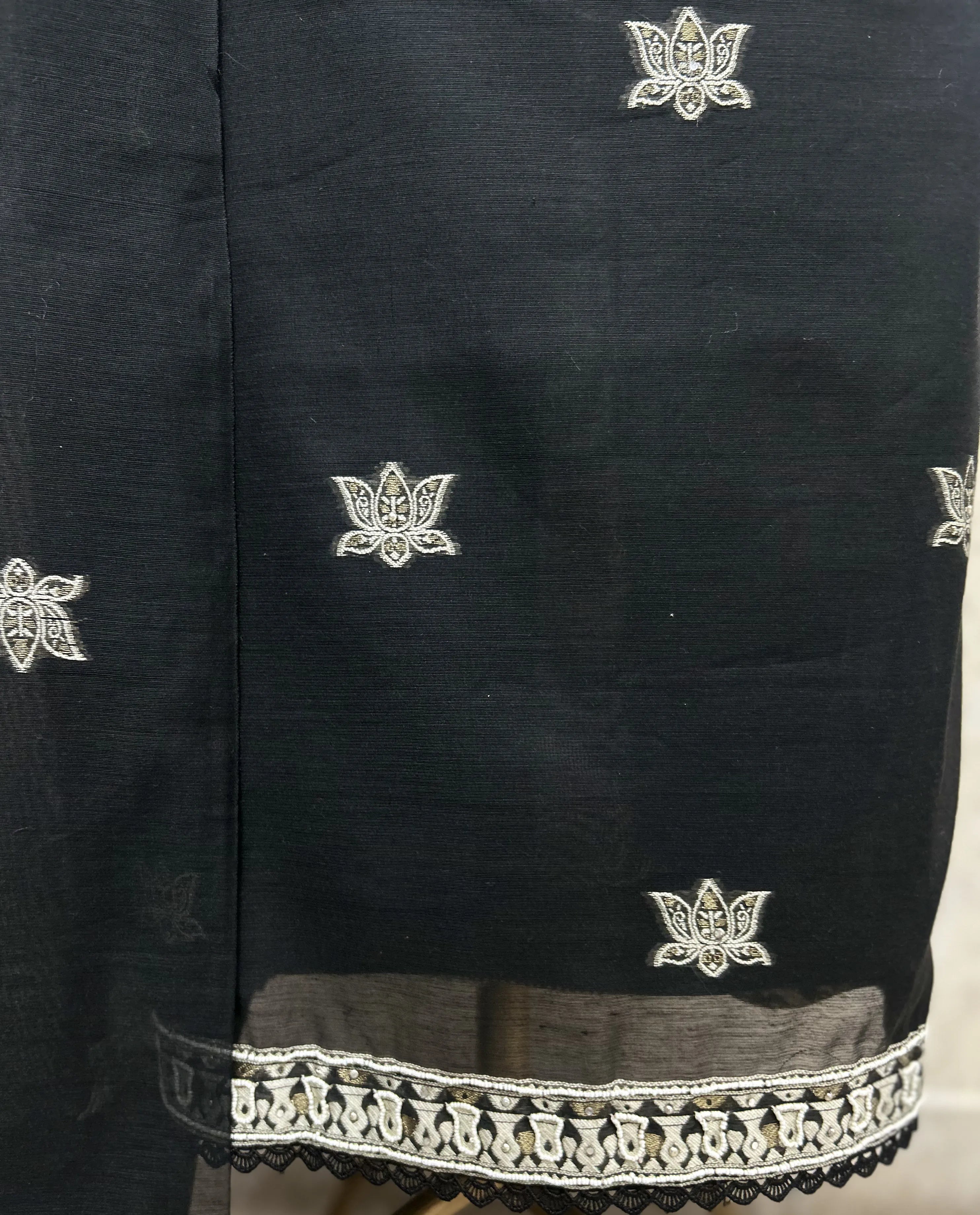 Fine Cotton Chanderi Unstitched Suit with Elephant Motifs