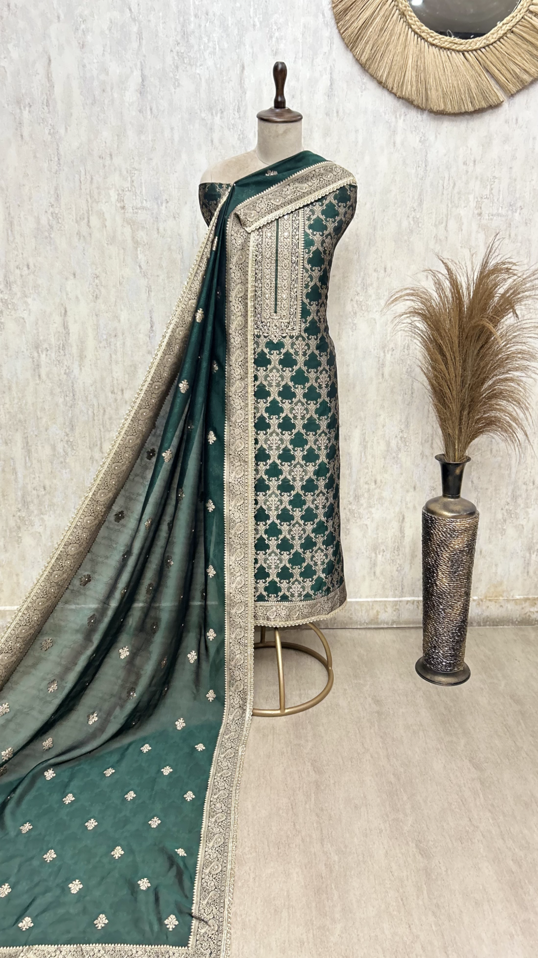 Heritage Motifs Kanjivaram Silk Unstitched Suits