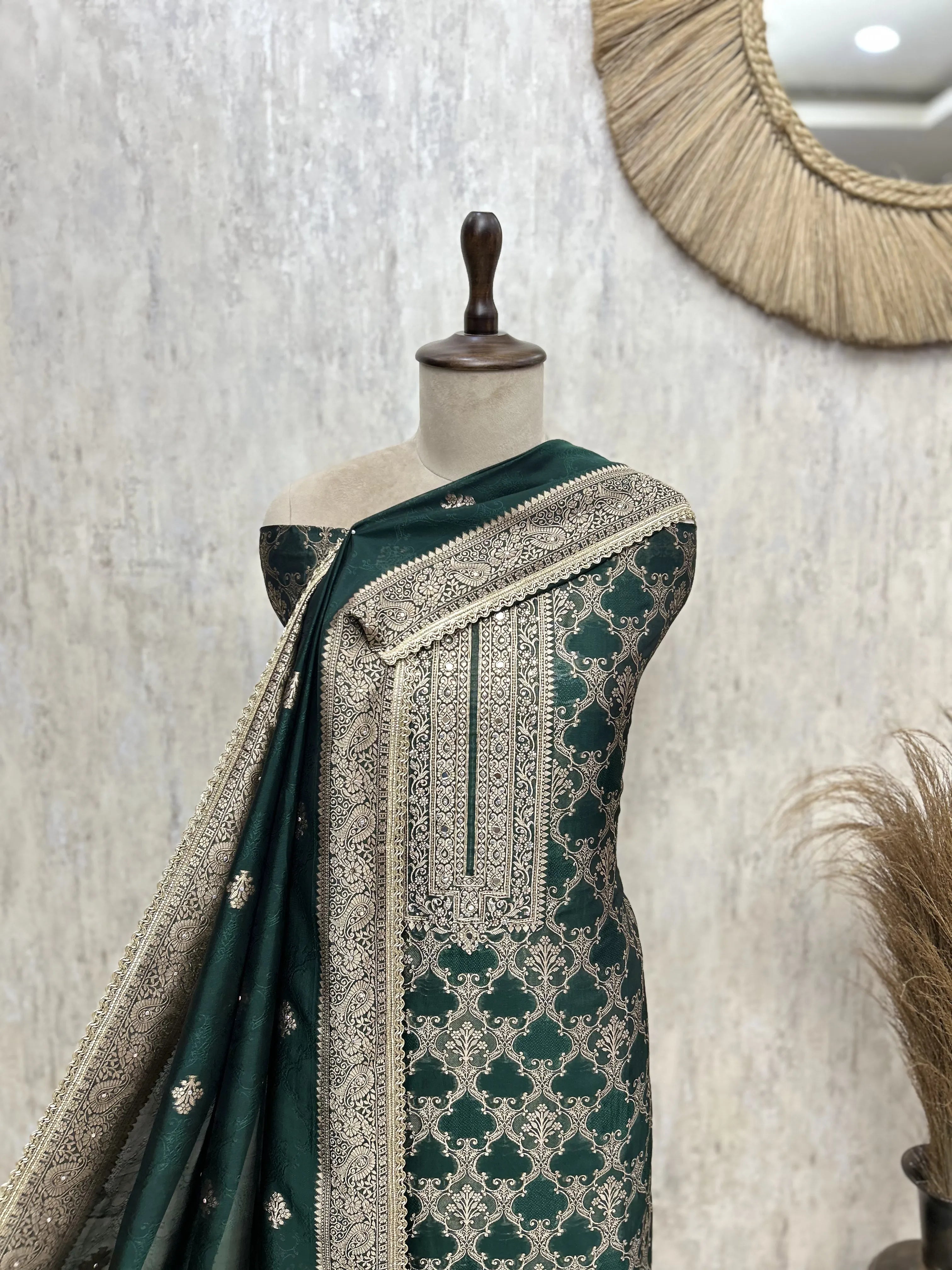 Heritage Motifs Kanjivaram Silk Unstitched Suits