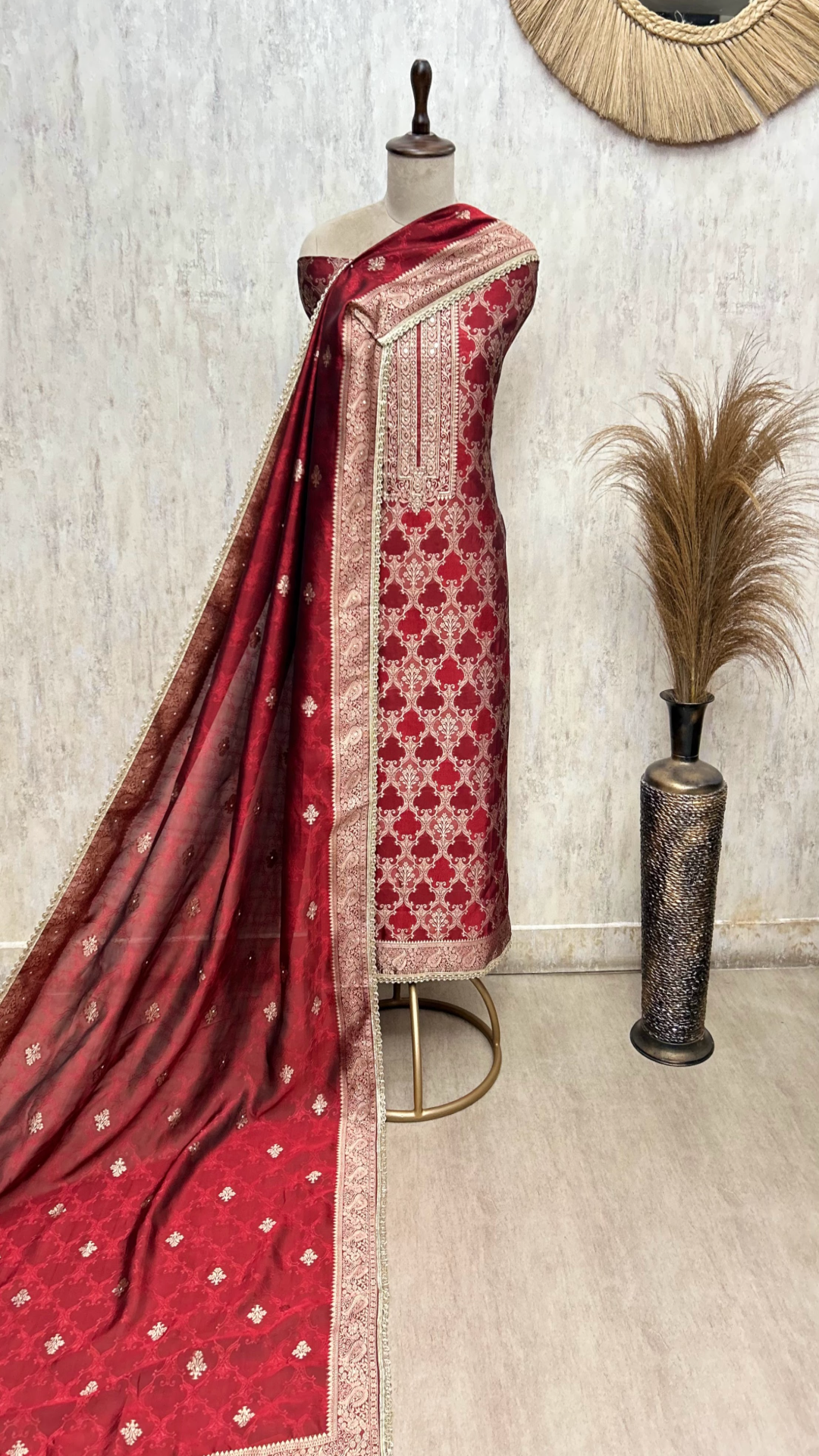 Heritage Motifs Kanjivaram Silk Unstitched Suits