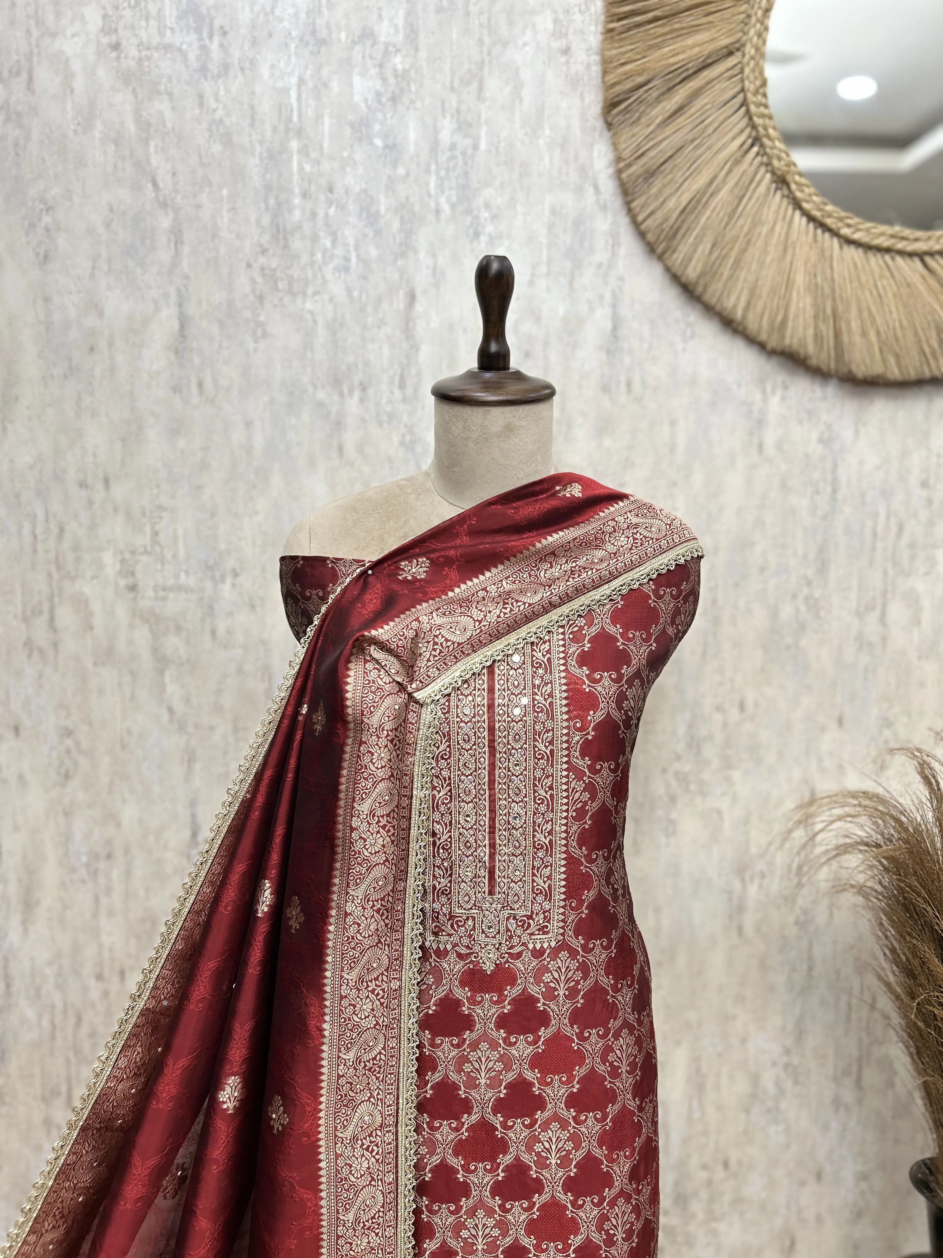 Heritage Motifs Kanjivaram Silk Unstitched Suits