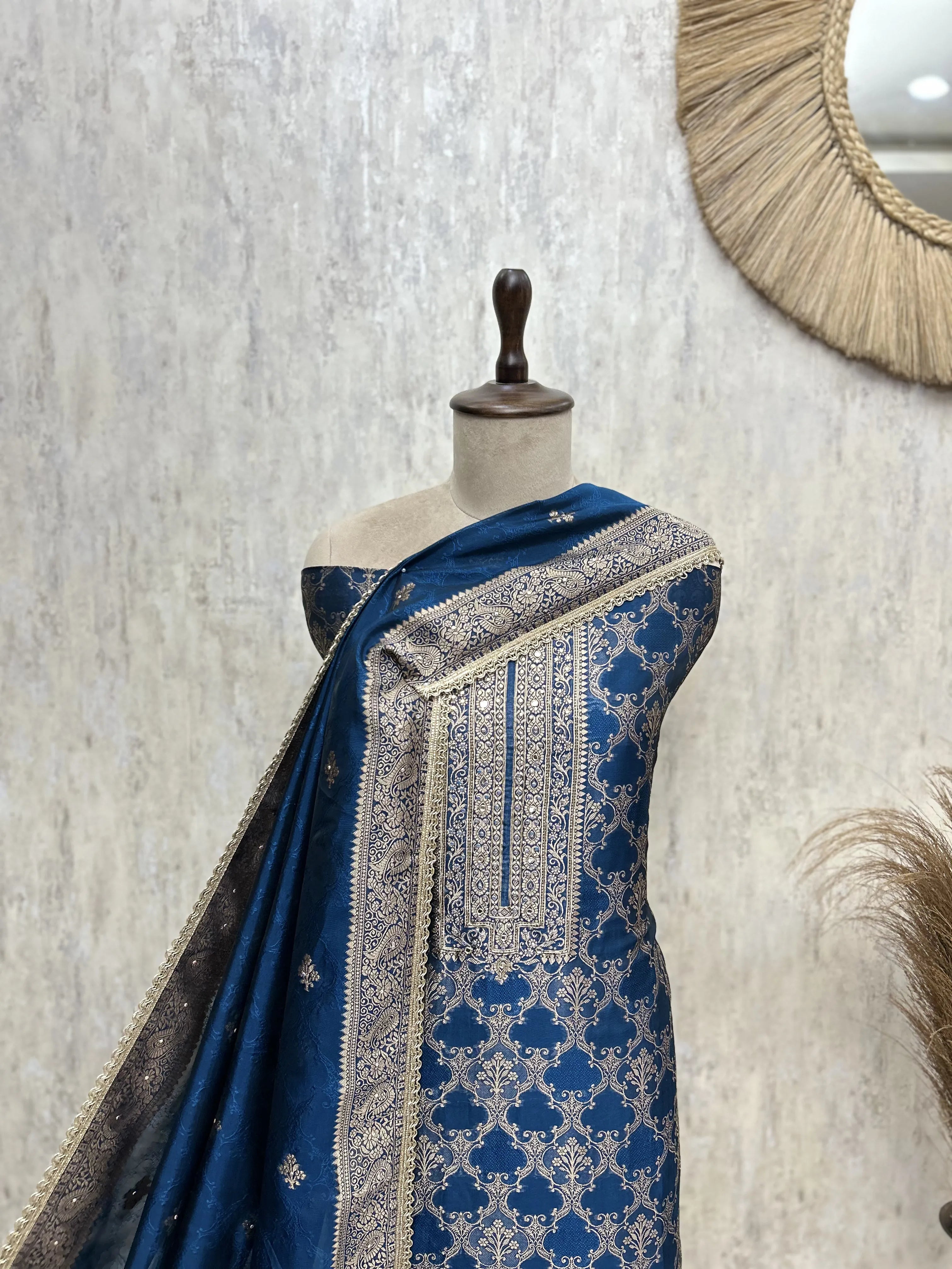 Heritage Motifs Kanjivaram Silk Unstitched Suits