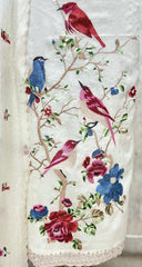 Graceful Mul Unsitched Suit with Bird Motif