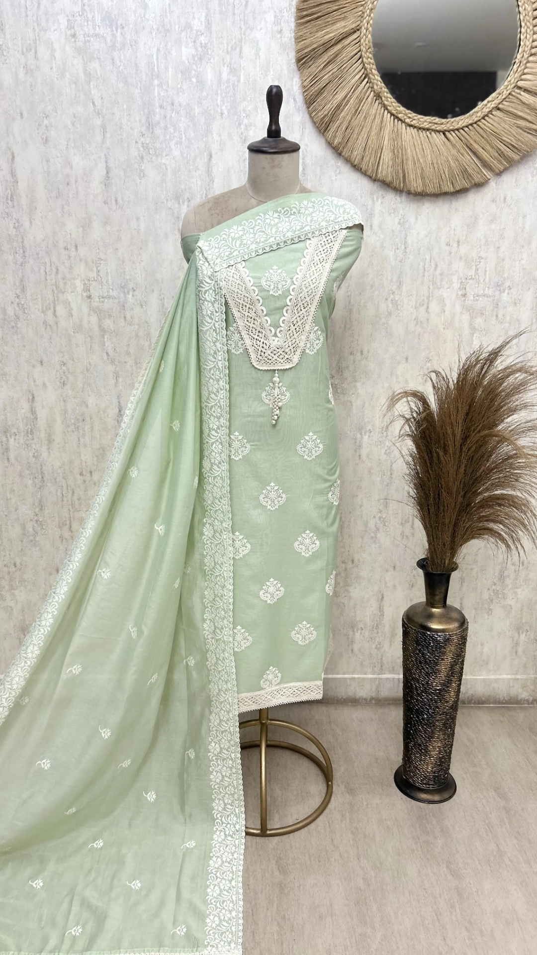 Daisy Drape Mul Chanderi Unstitched Suit
