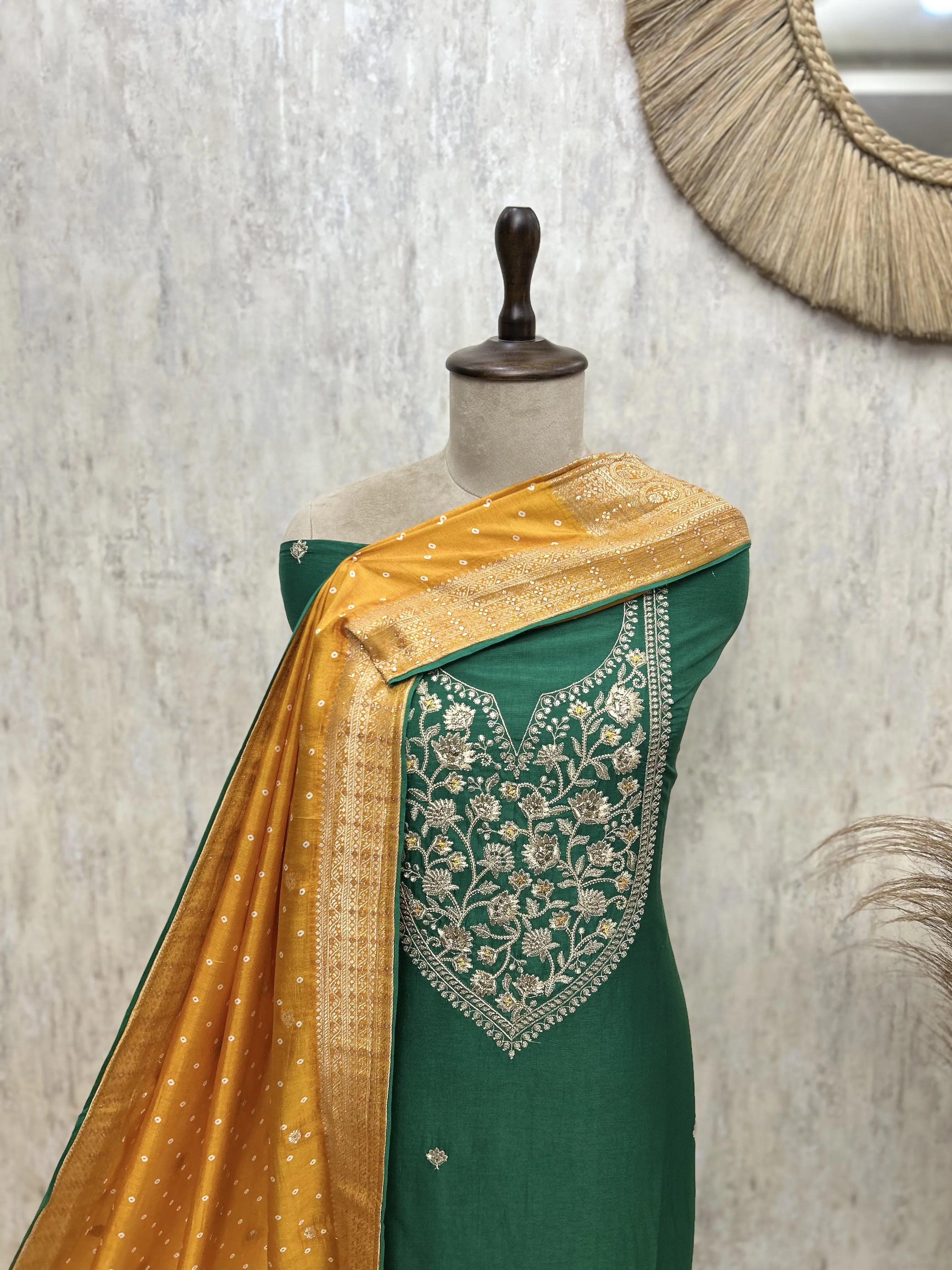 The Festive Keepsake Dola silk Unstitched Suits
