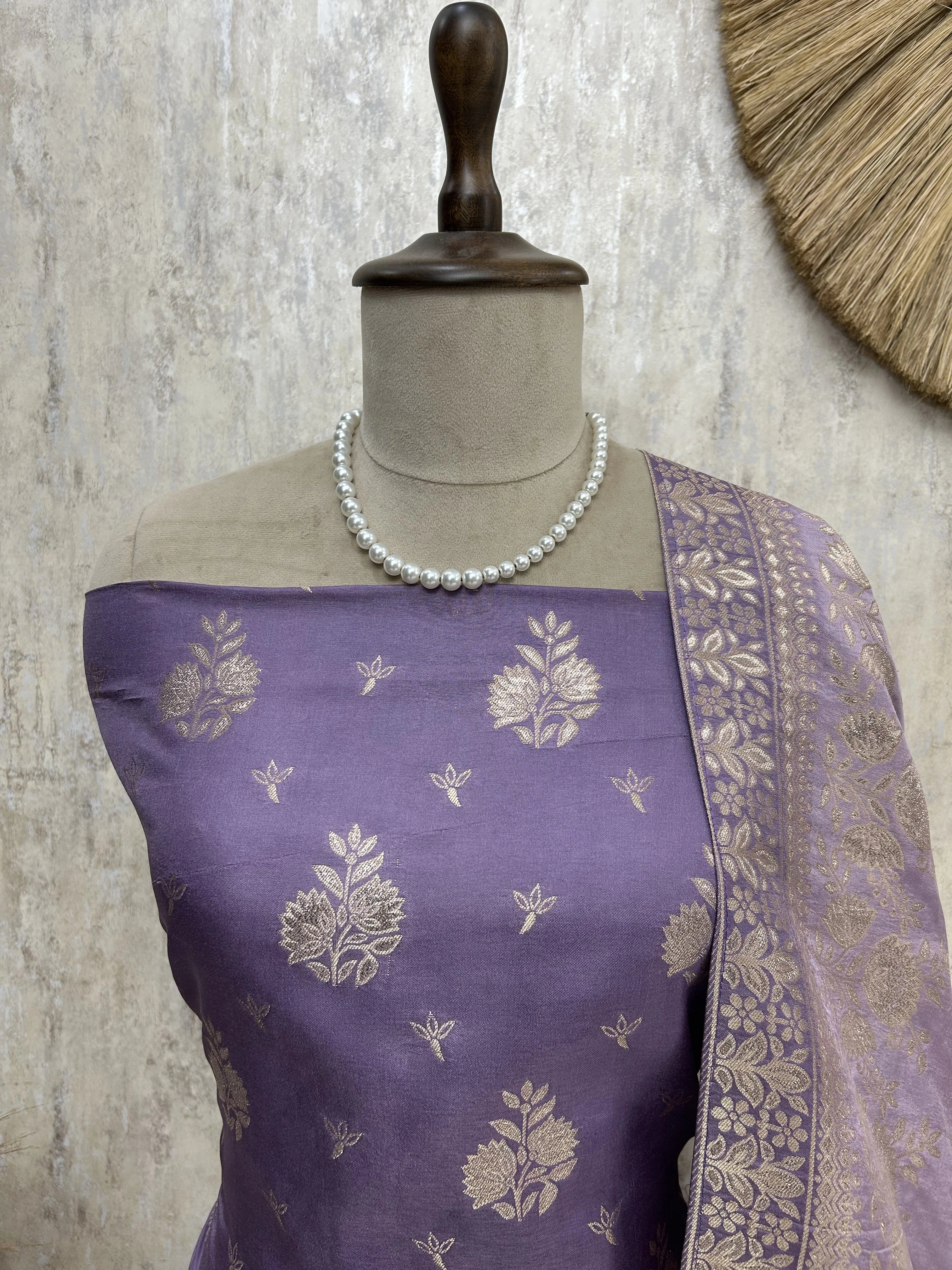 Banarasi Silk Unstitched Suit Set