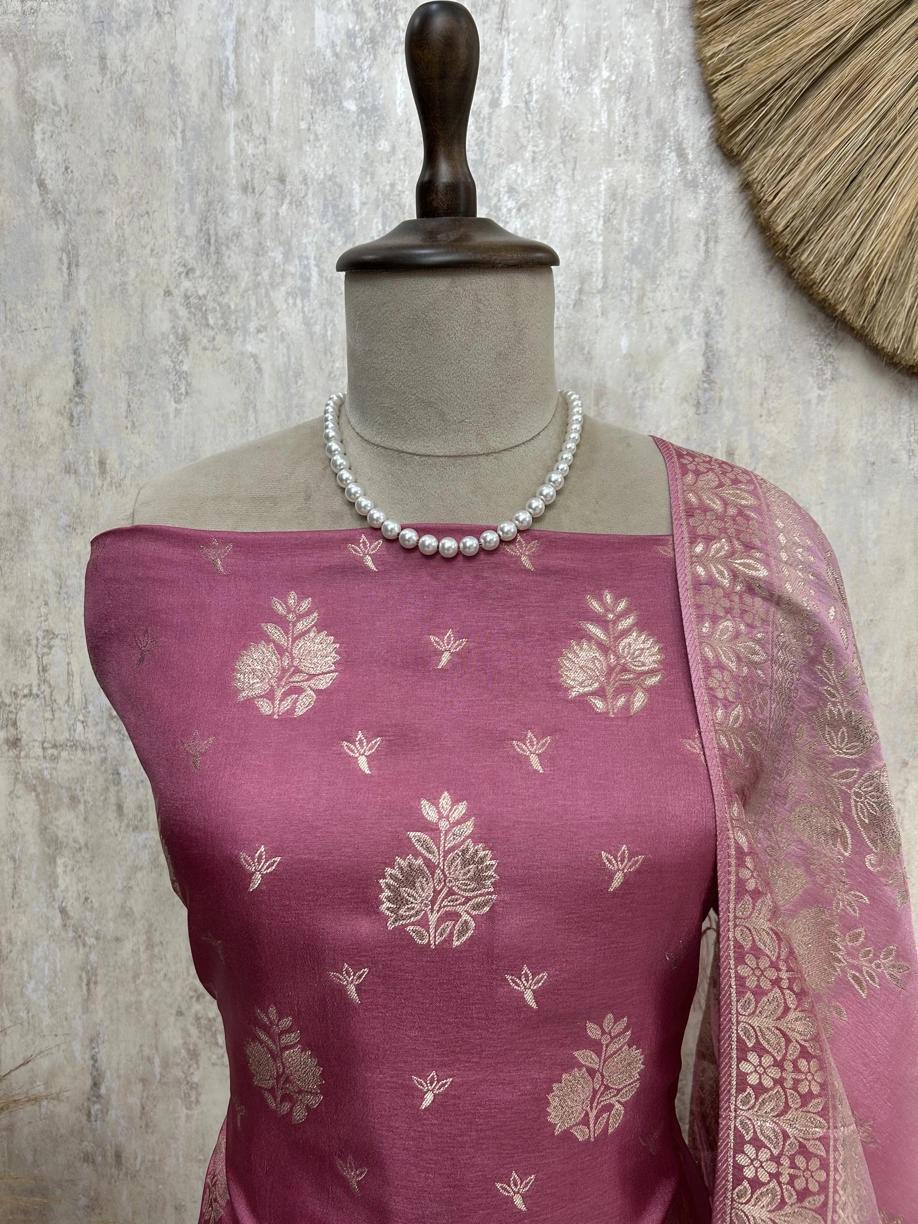 Banarasi Silk Unstitched Suit Set