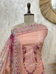Floral embroidered mul unstitched suit