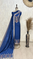 The Poetry of Heritage Embroidery Tussar Silk Unstitched Suits