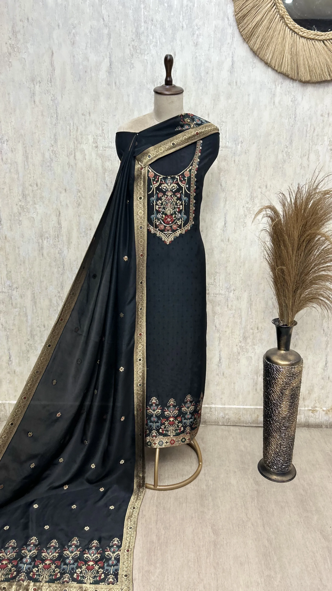 The Poetry of Heritage Embroidery Tussar Silk Unstitched Suits