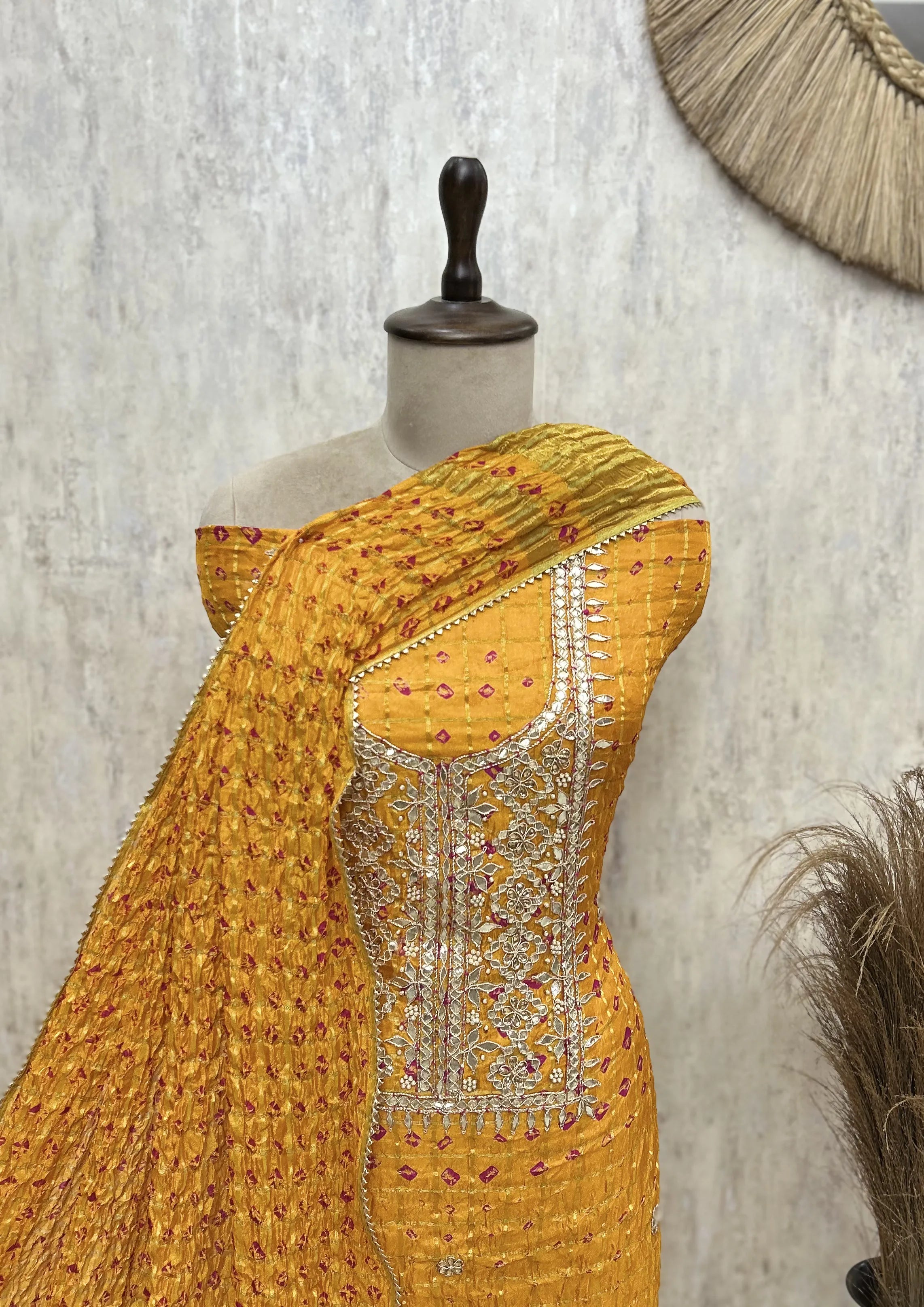 Zari-Encrusted Elegance Tafetta Silk Unstitched Suits