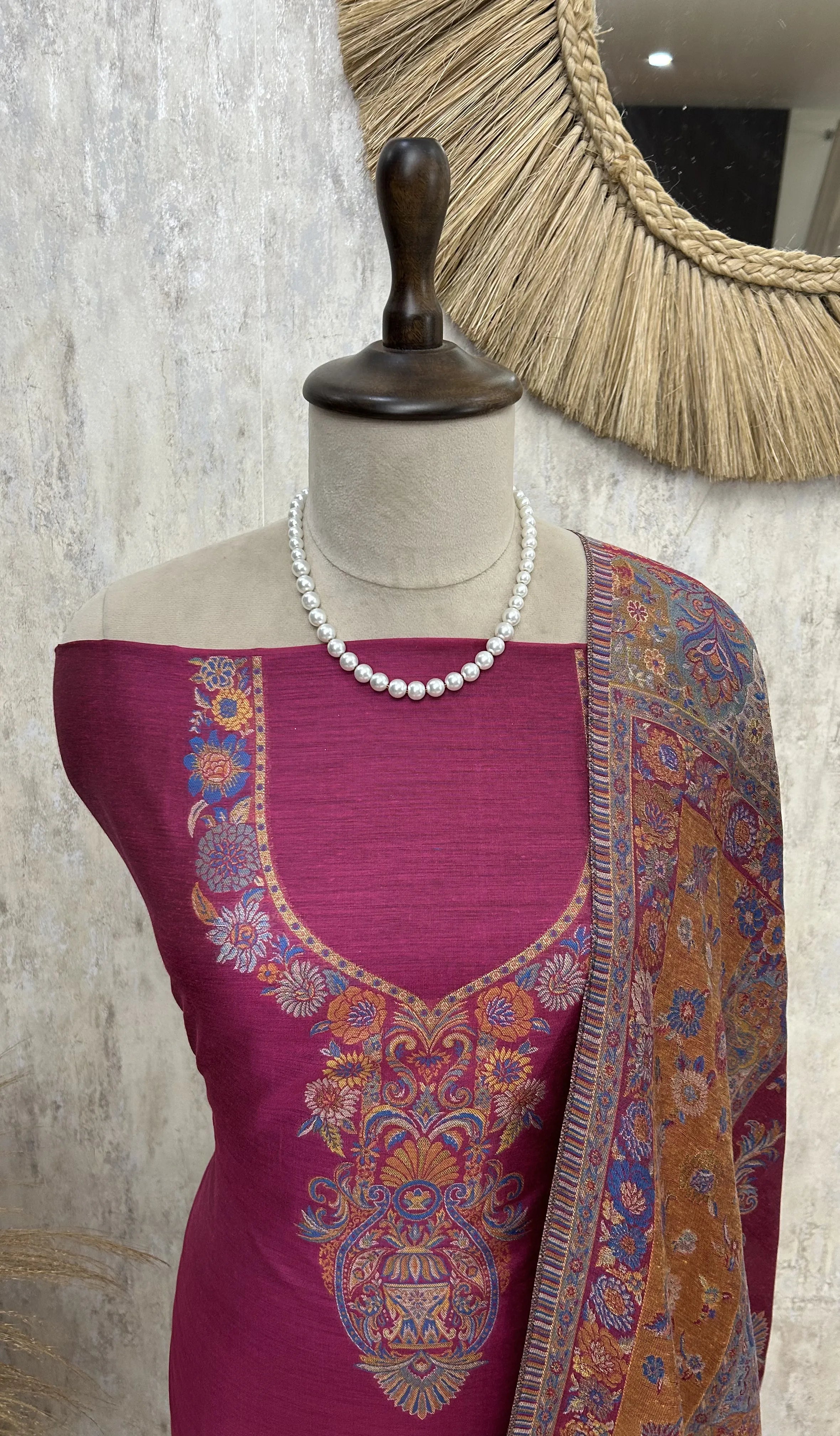 Kashmiri Kani Silk Unstitched Suit
