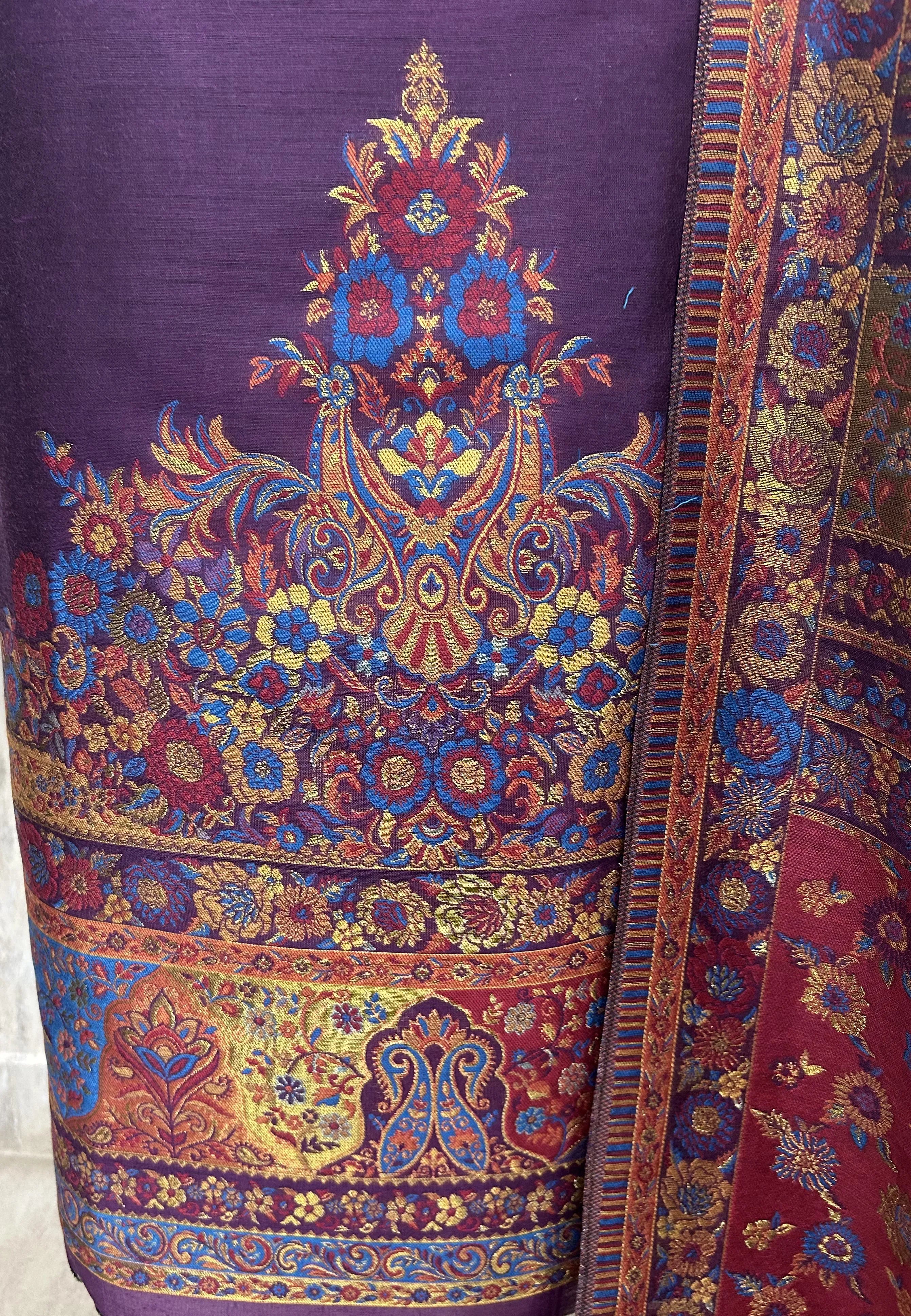 Kashmiri Kani Silk Unstitched Suit
