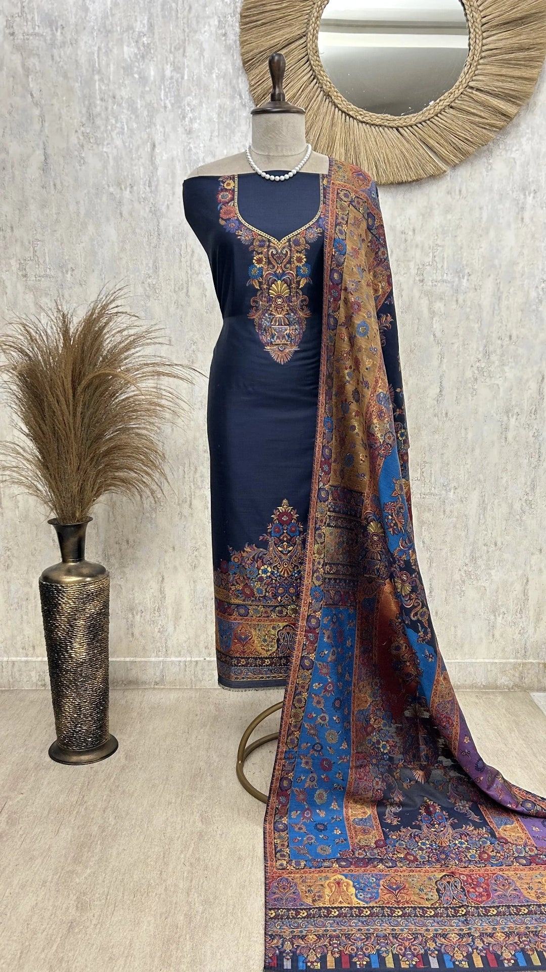 Kashmiri Kani Silk Unstitched Suit