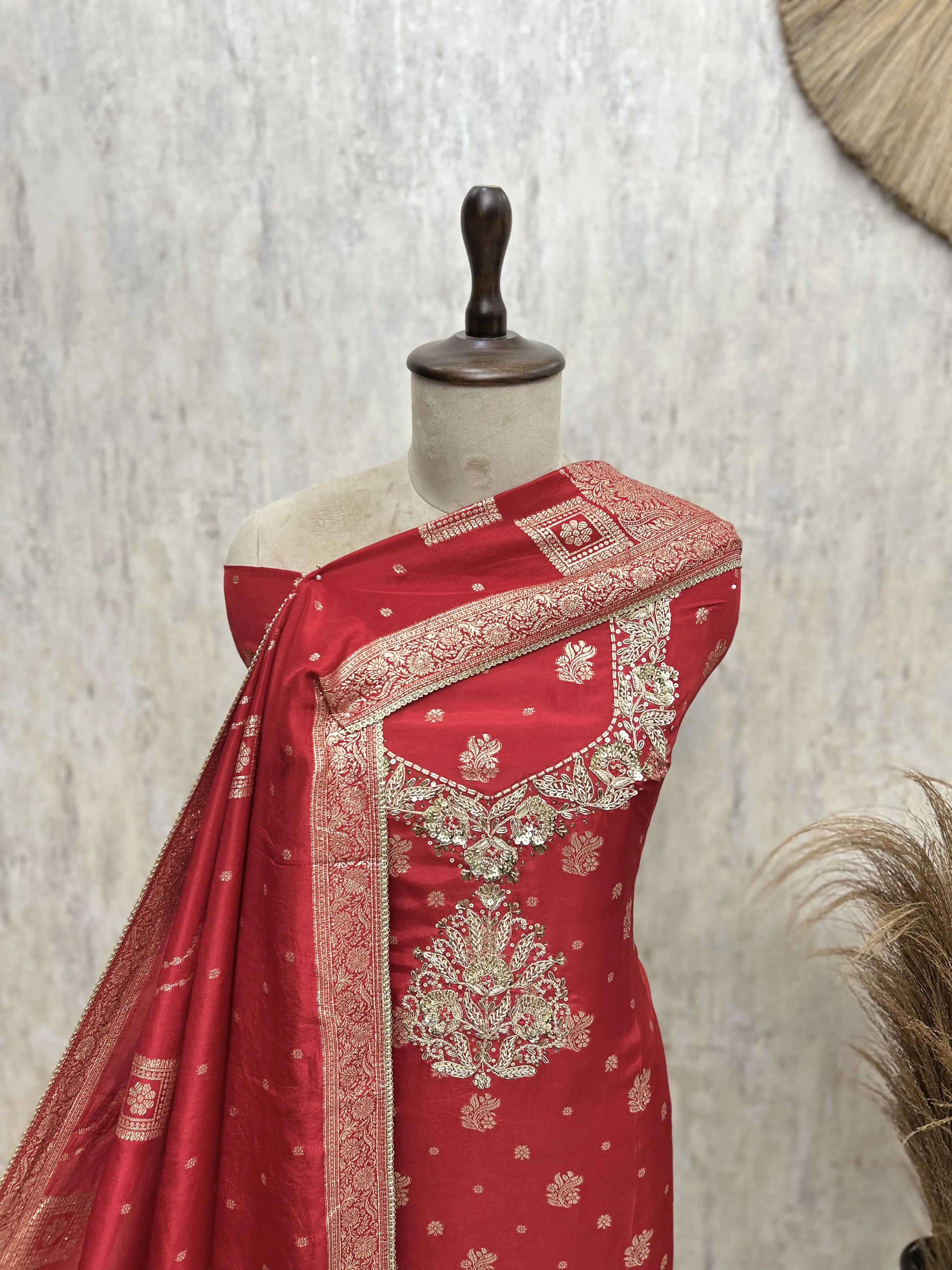 The Festive Folio Dola Silk Unstitched Suits