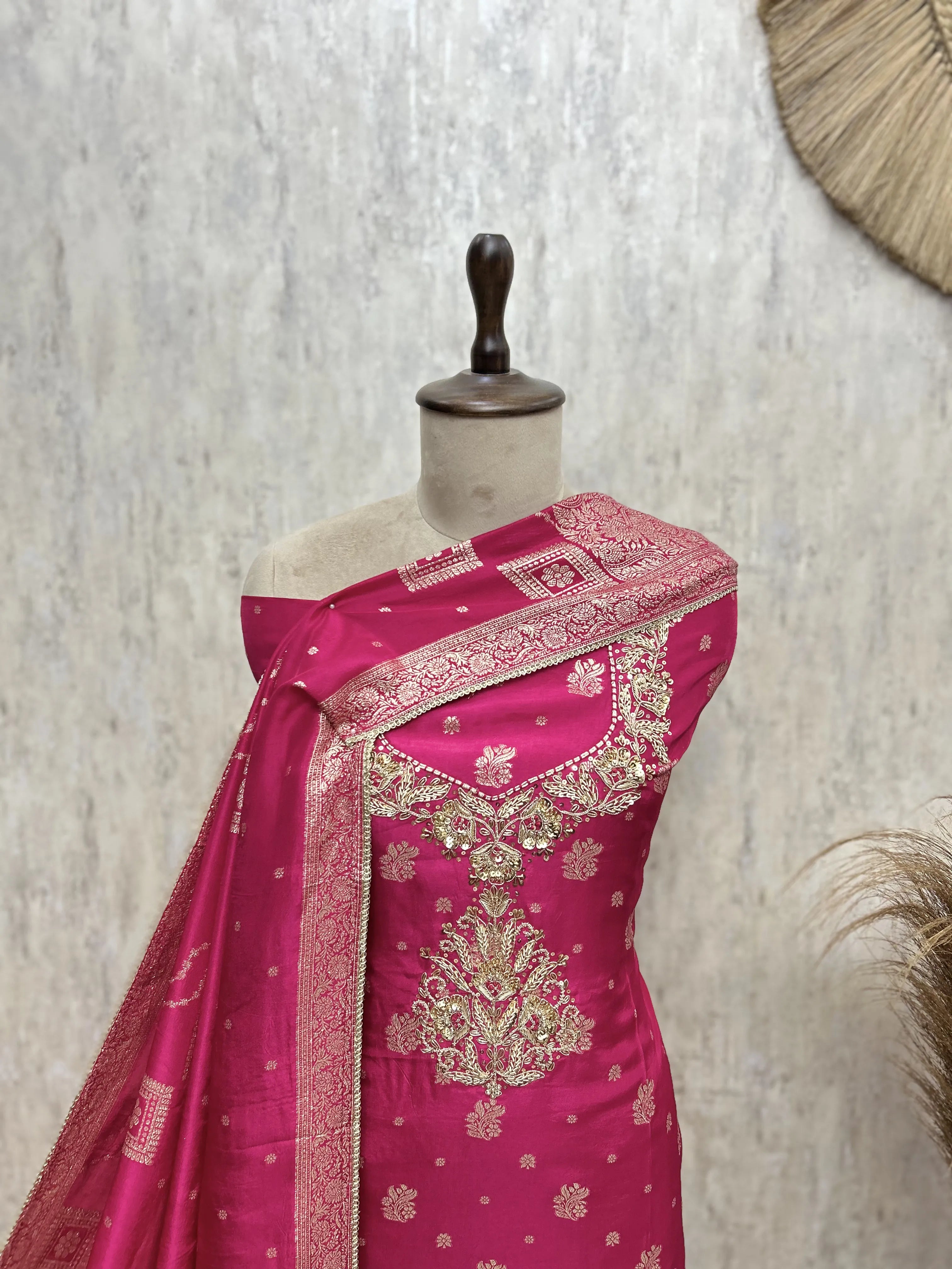 The Festive Folio Dola Silk Unstitched Suits
