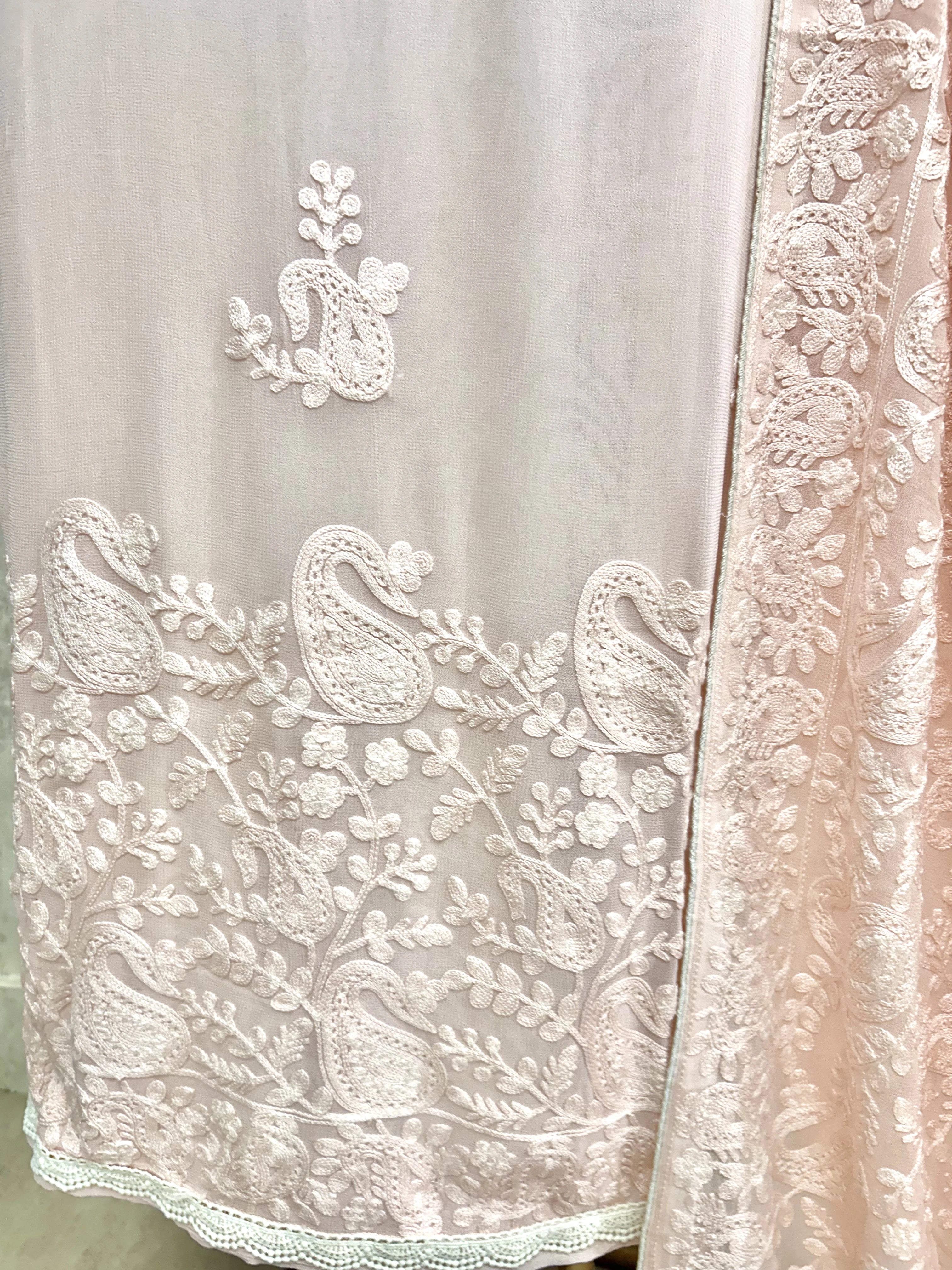 Georgette Unstitched Suit Set With Chikankari Work