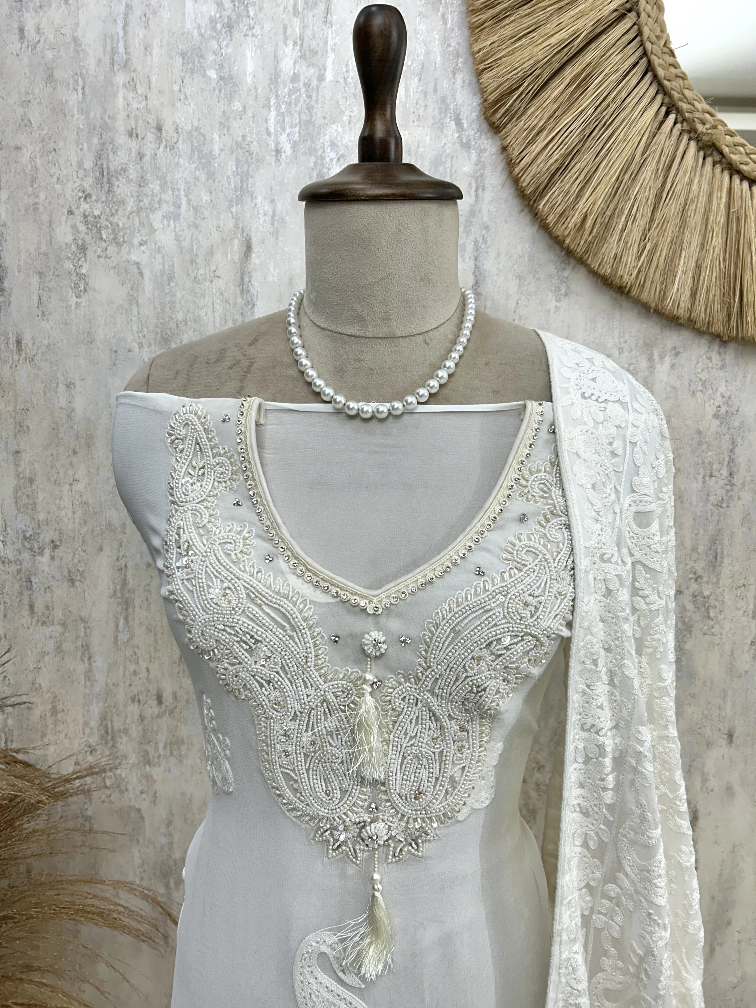 Georgette Unstitched Suit Set With Chikankari Work