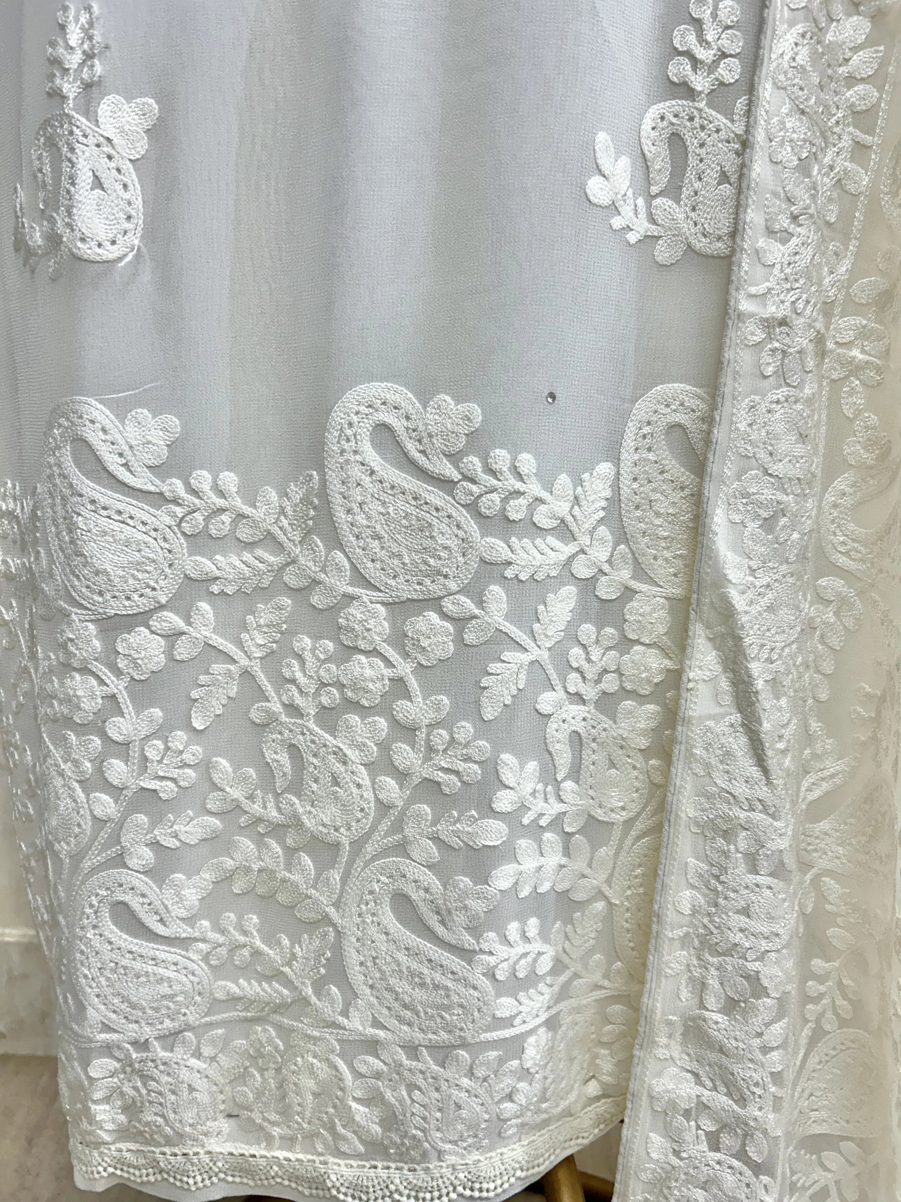 Georgette Unstitched Suit Set With Chikankari Work