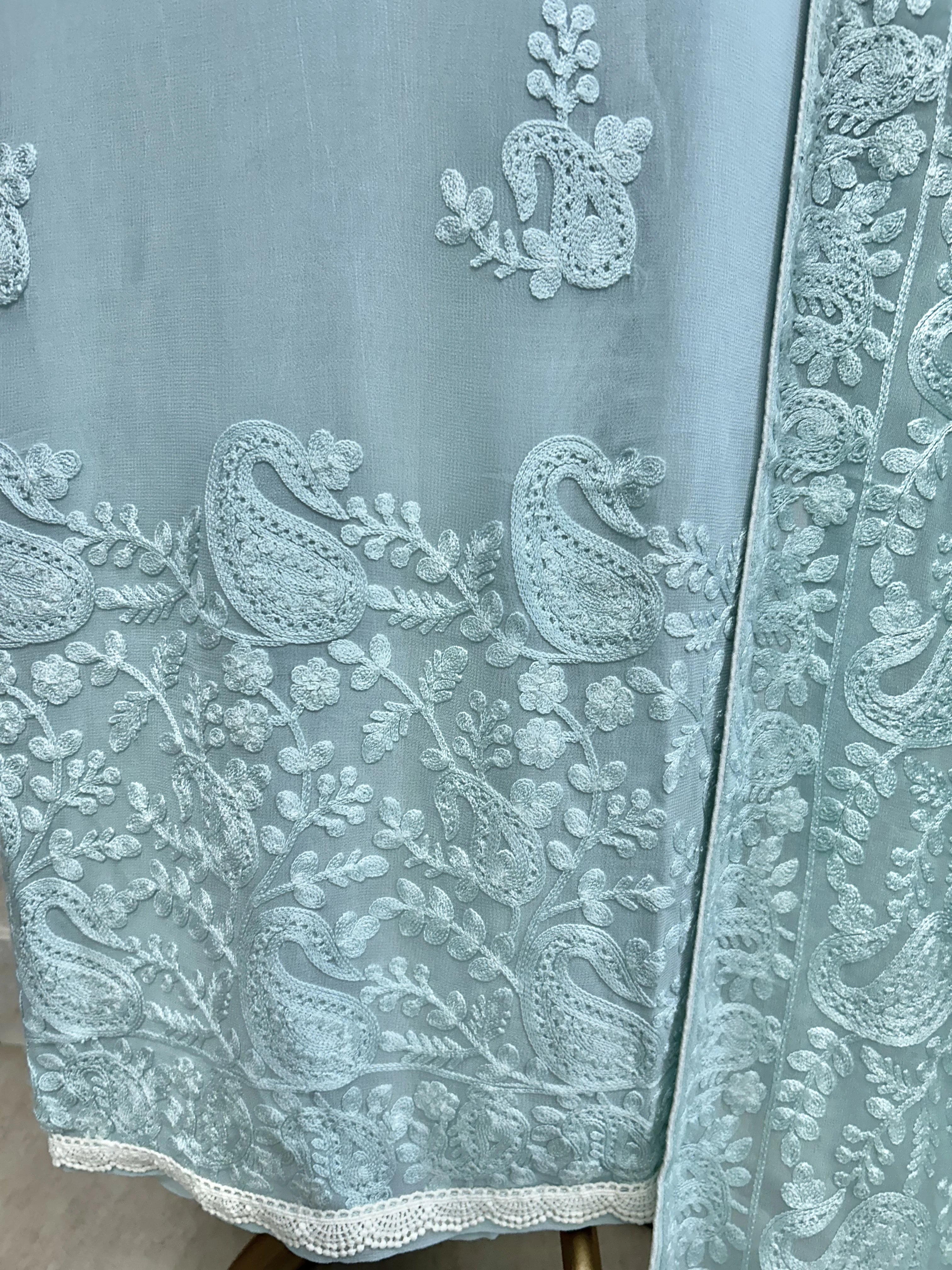 Georgette Unstitched Suit Set With Chikankari Work