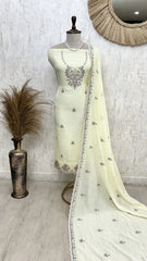 Thread Work Mul Chanderi Unstitched Suit Set