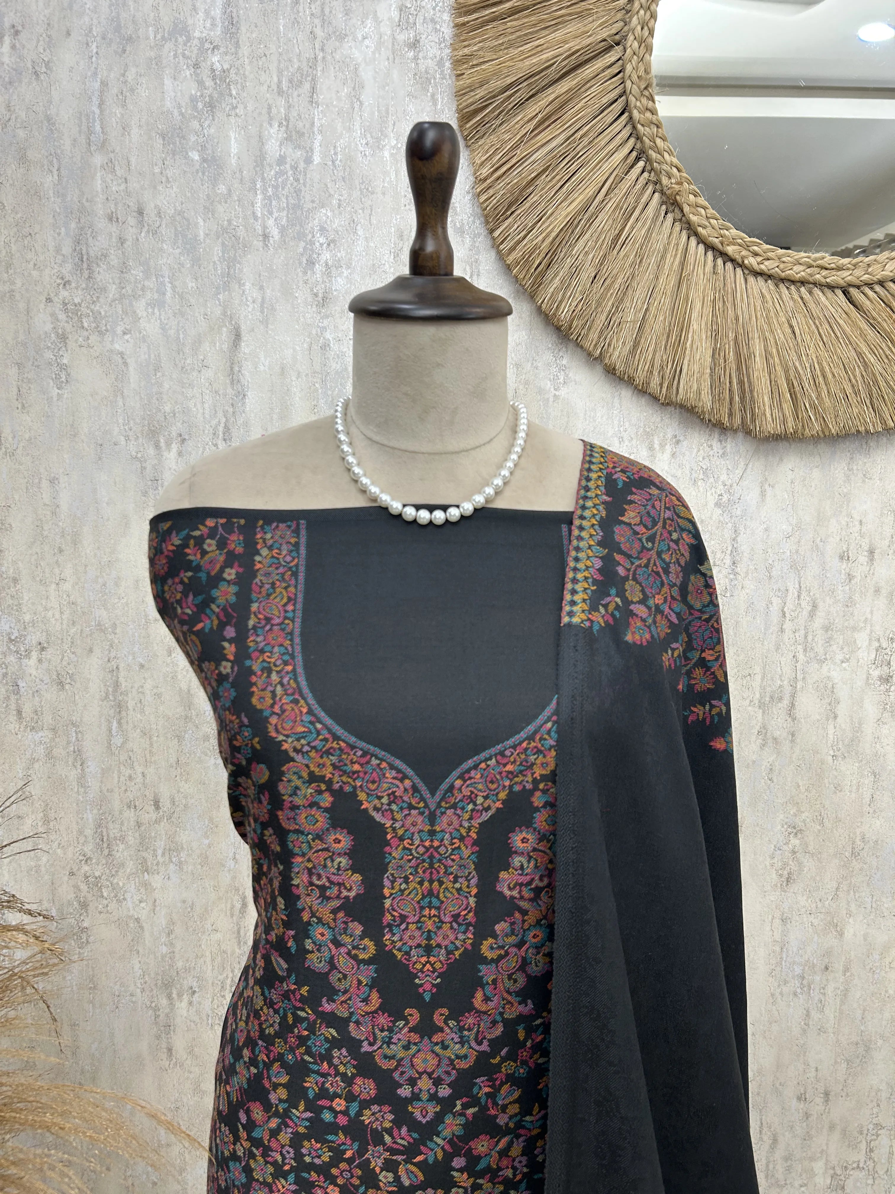 Heritage kashmiri pashmina unstitched suit