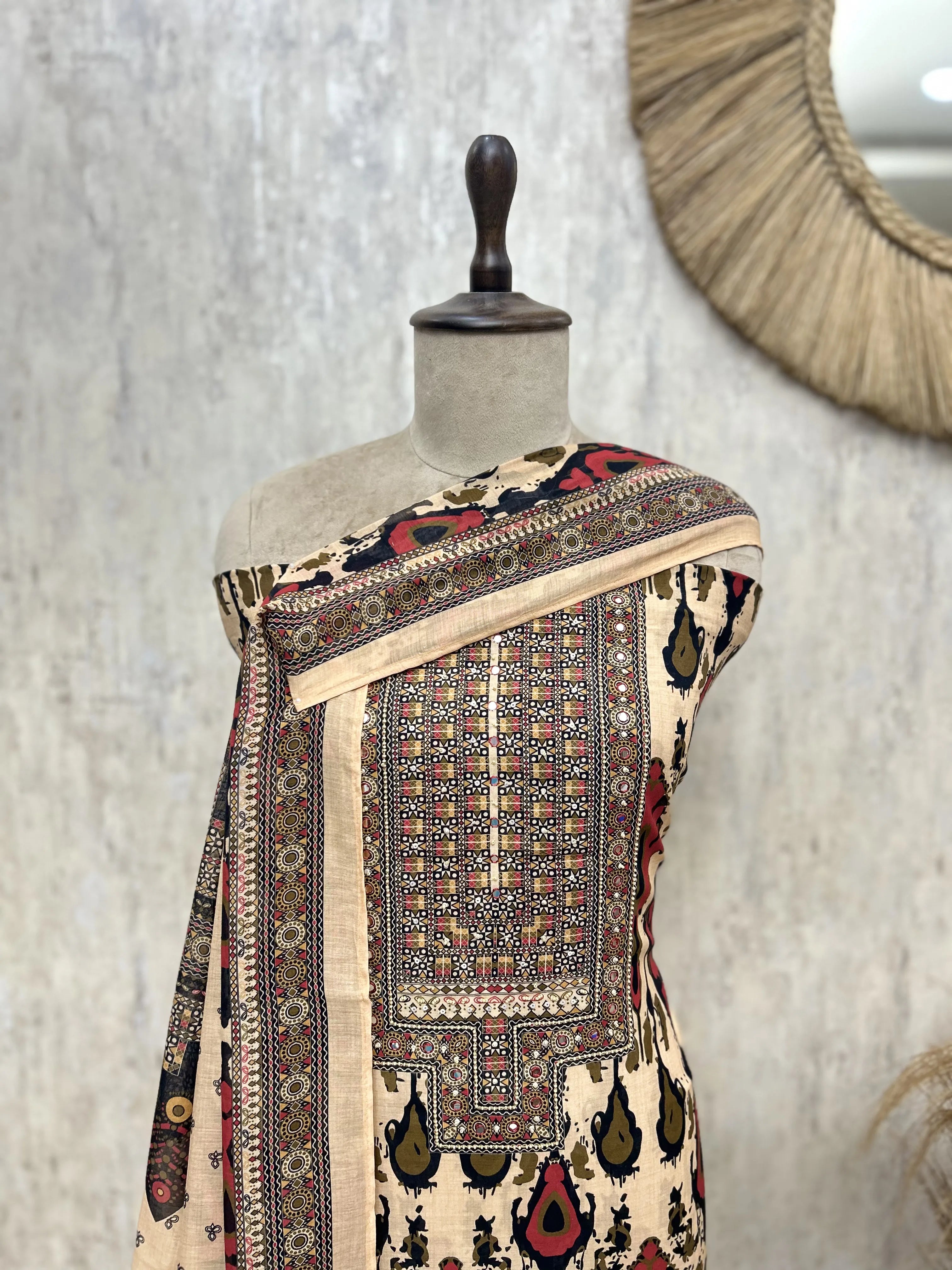 Heritage Ikat Printed Cotton Unstitched Suit