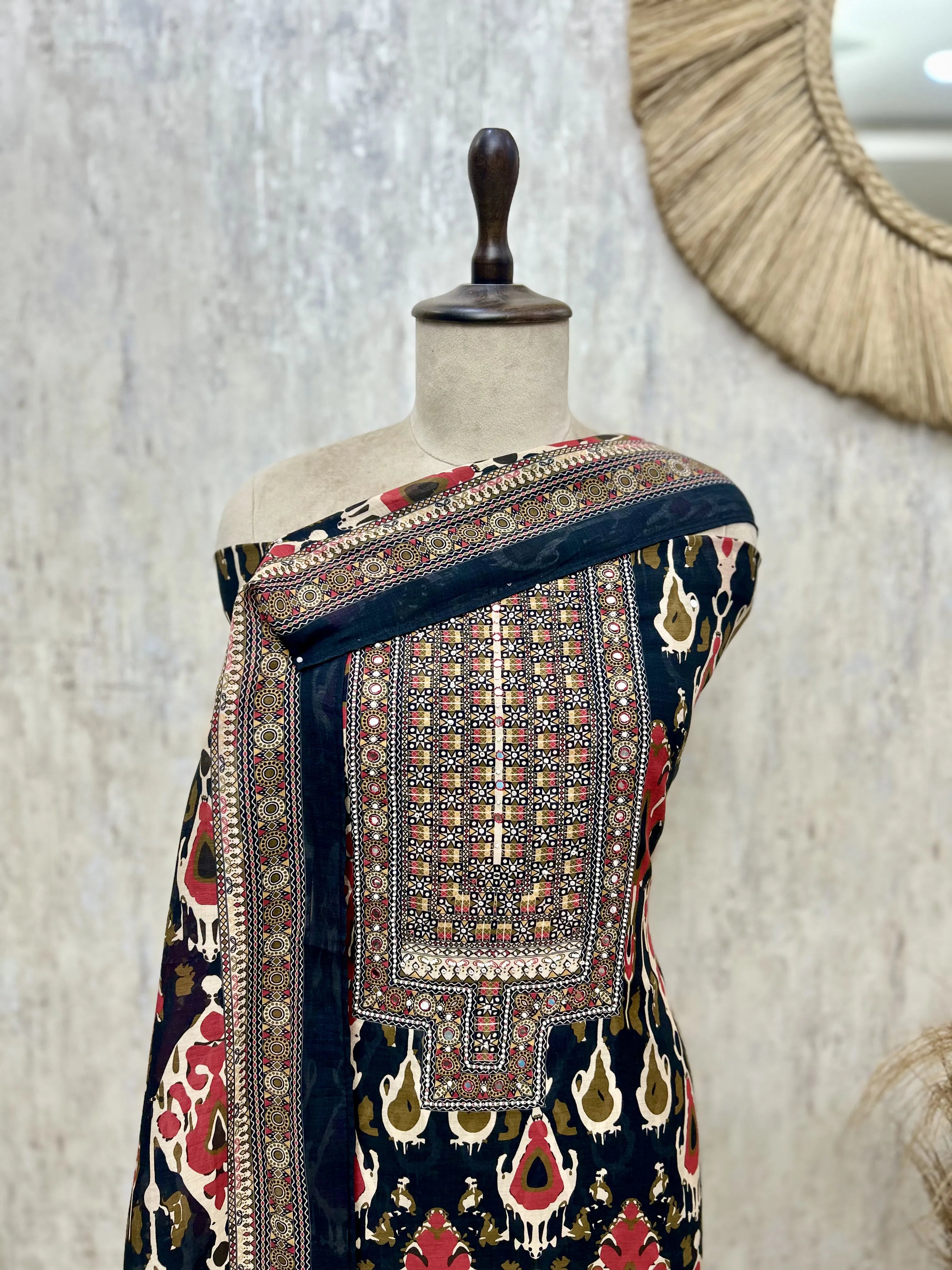 Heritage Ikat Printed Cotton Unstitched Suit