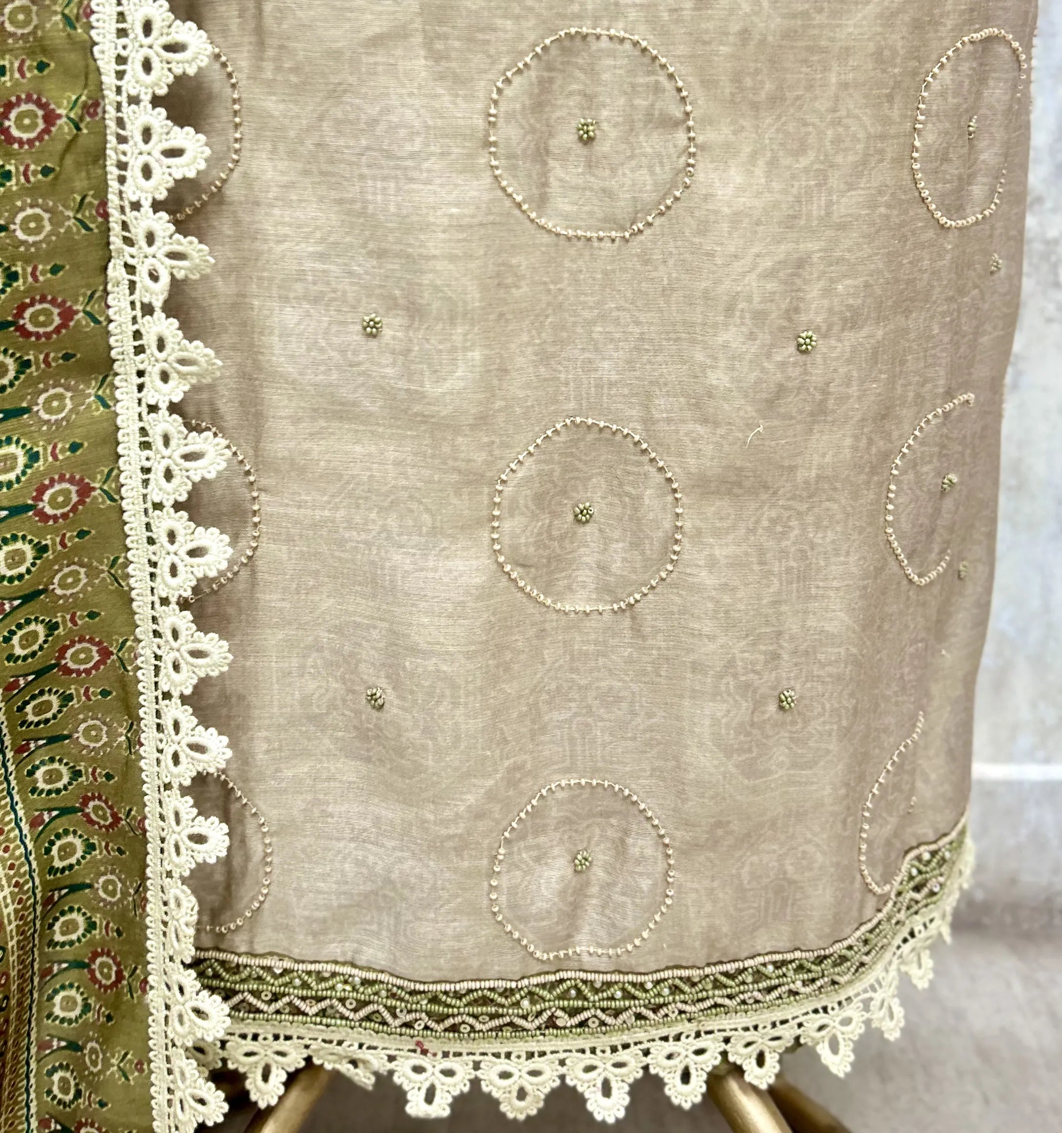 Handcrafted  Embroidered Jamdani Linen Unstitched Suits
