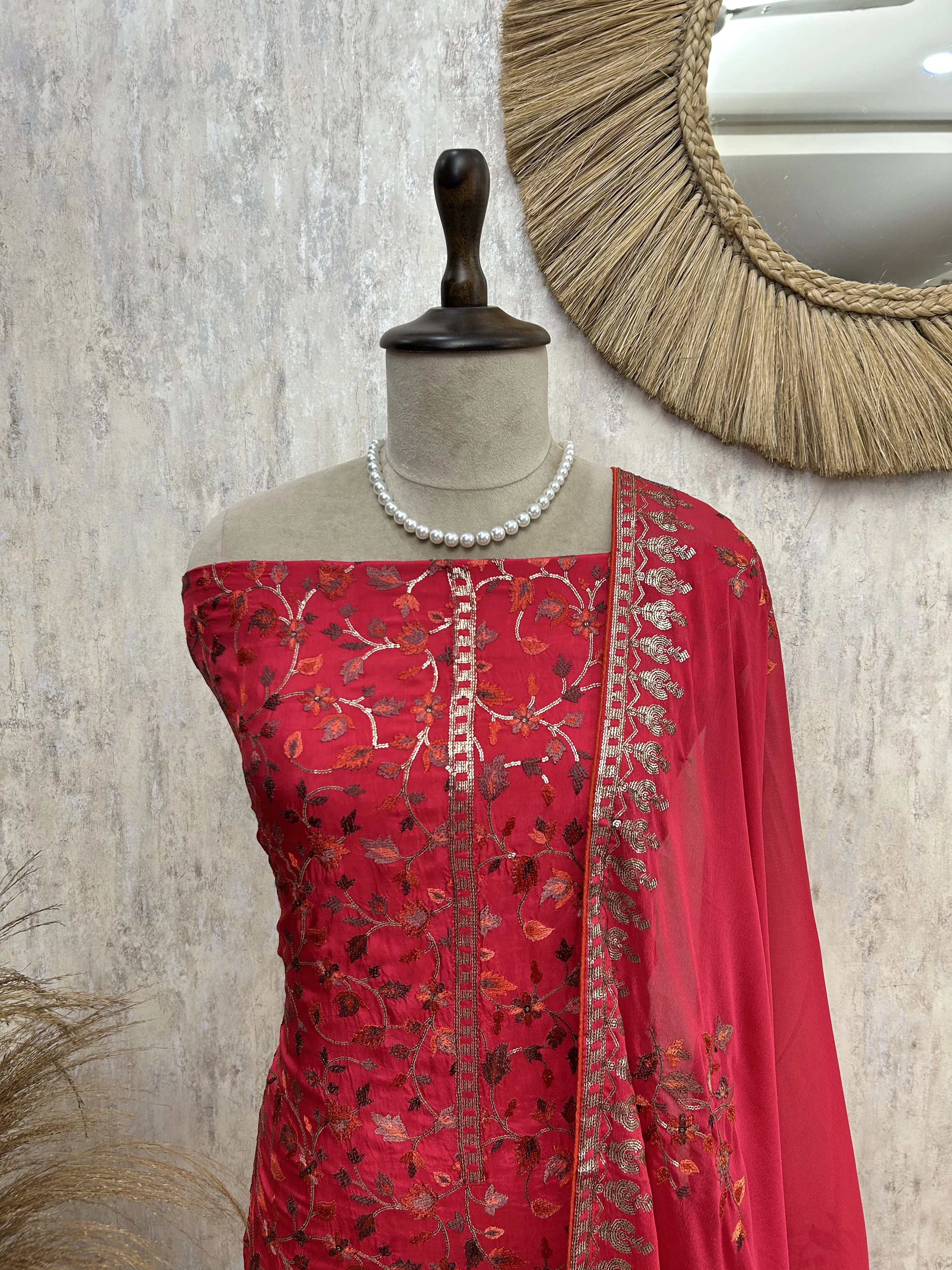 Opada silk embroidered unstitched suit