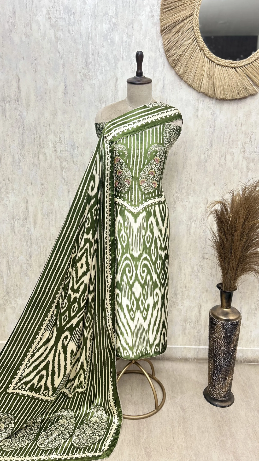 The Ikat Paisley Gajji Silk Unstitched Suit