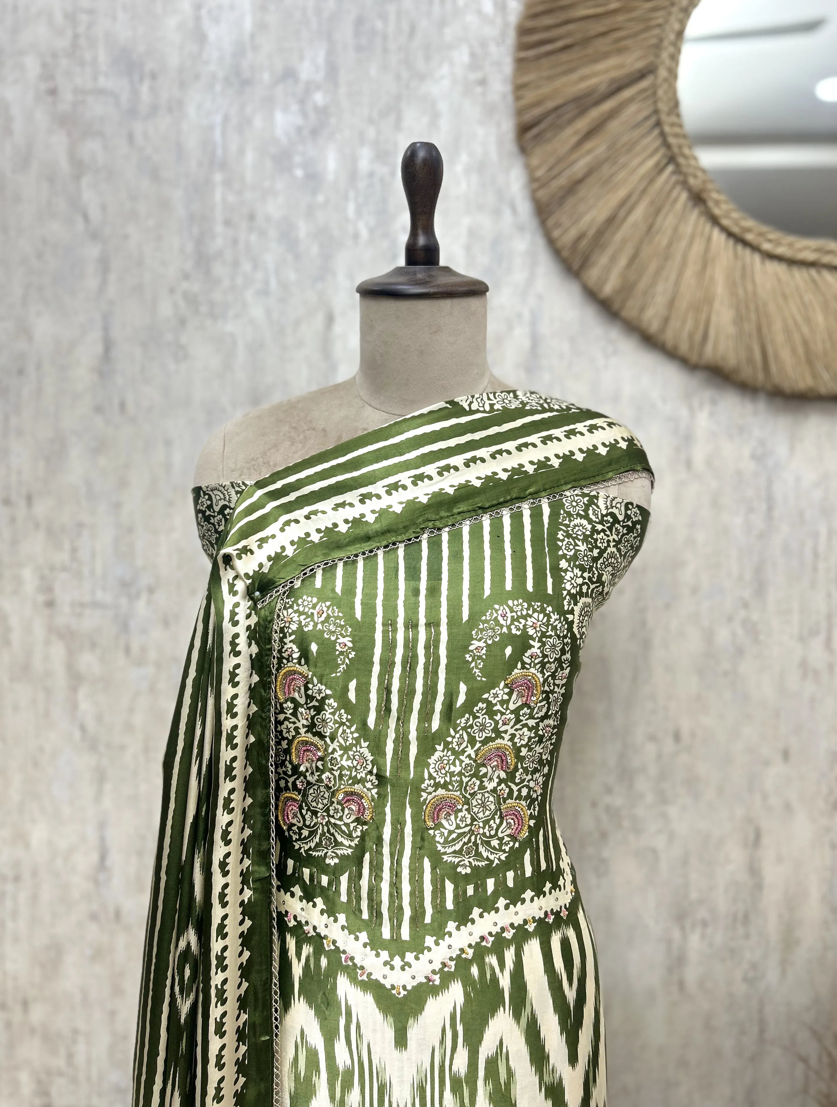 The Ikat Paisley Gajji Silk Unstitched Suit