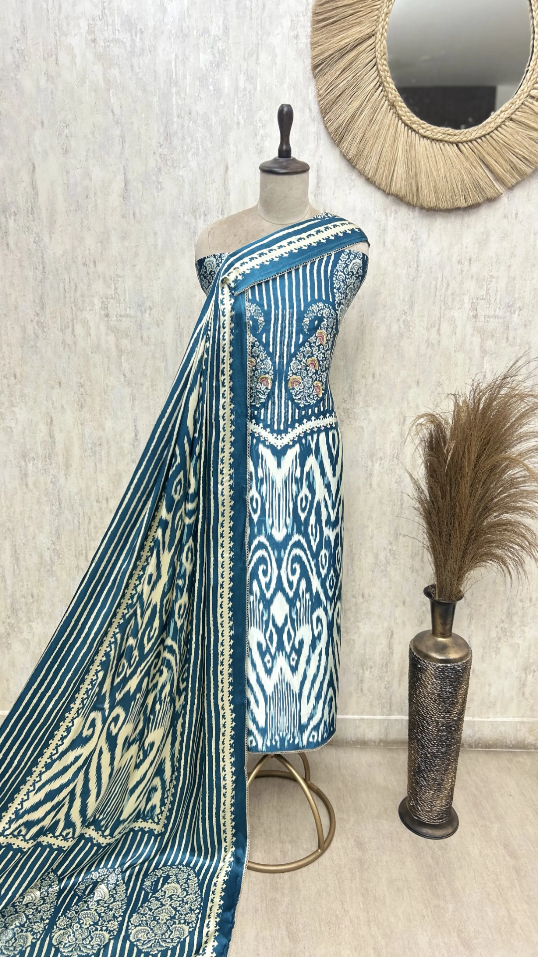 The Ikat Paisley Gajji Silk Unstitched Suit