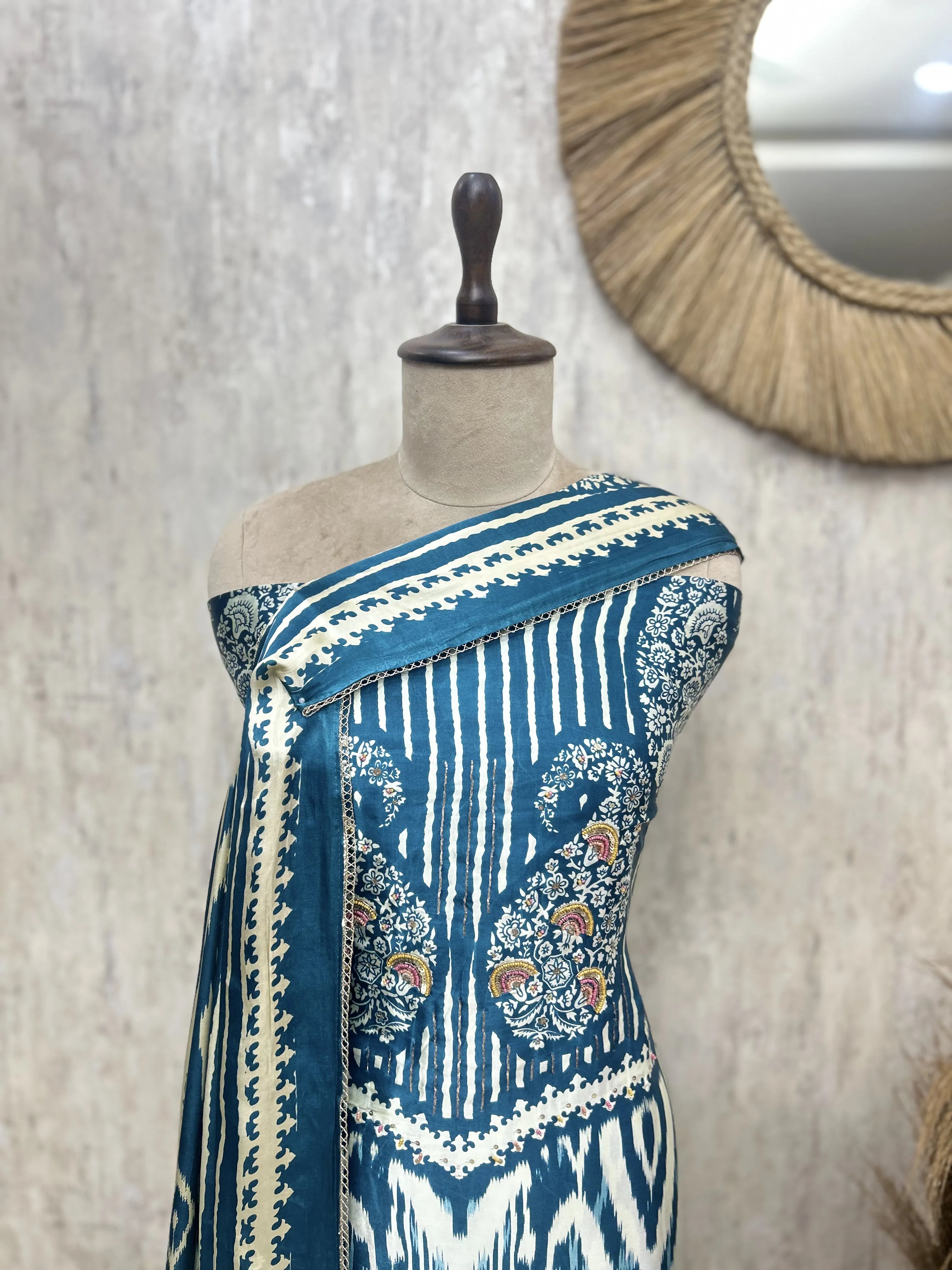 The Ikat Paisley Gajji Silk Unstitched Suit