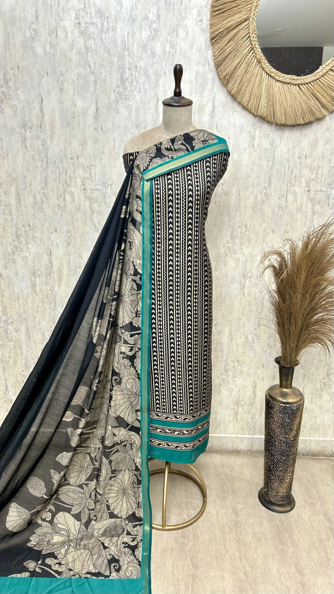The Tribal Stripe Maheshwari Unstitched Suits