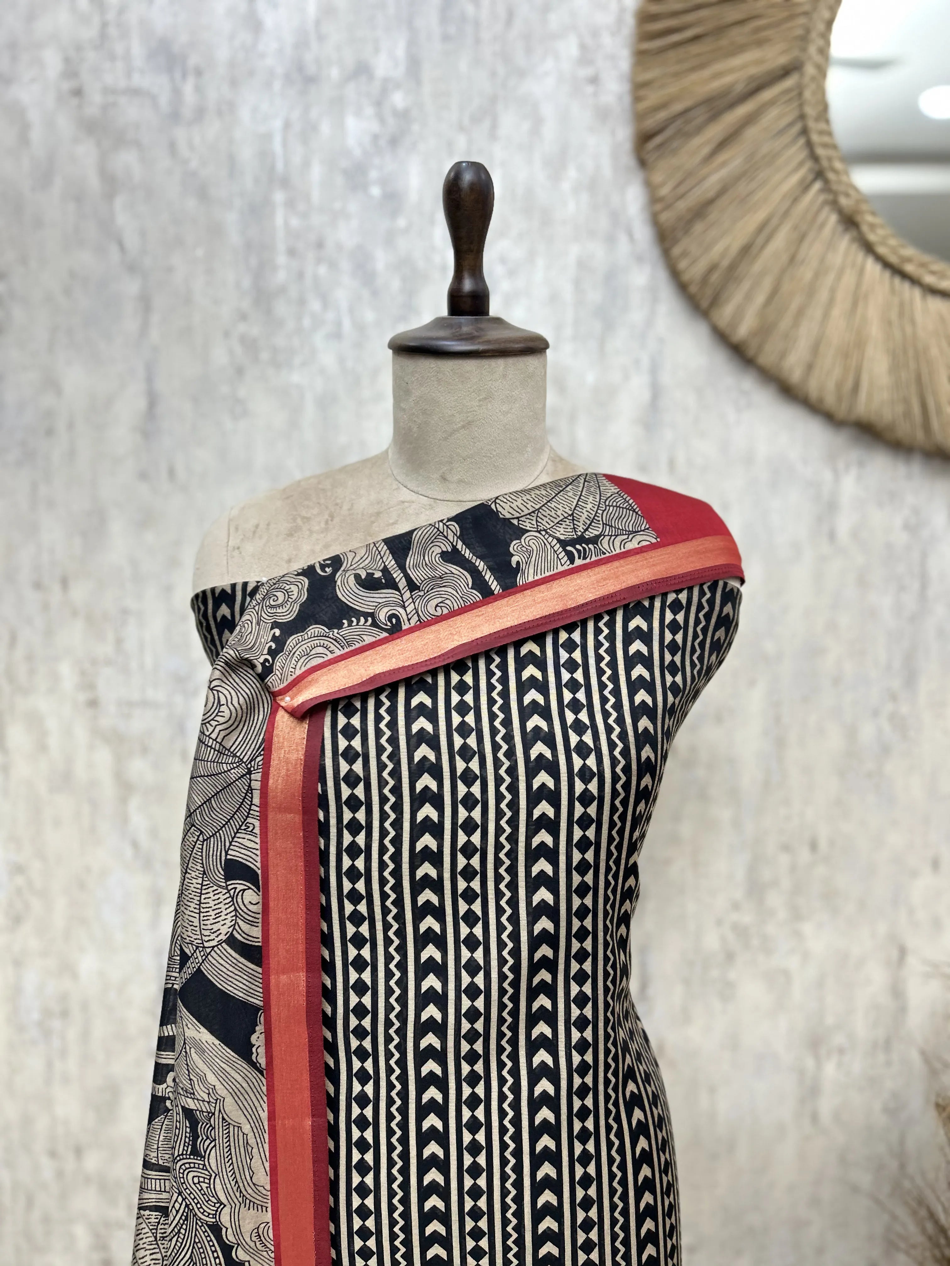 The Tribal Stripe Maheshwari Unstitched Suits