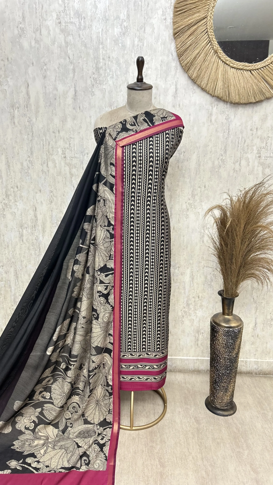 The Tribal Stripe Maheshwari Unstitched Suits