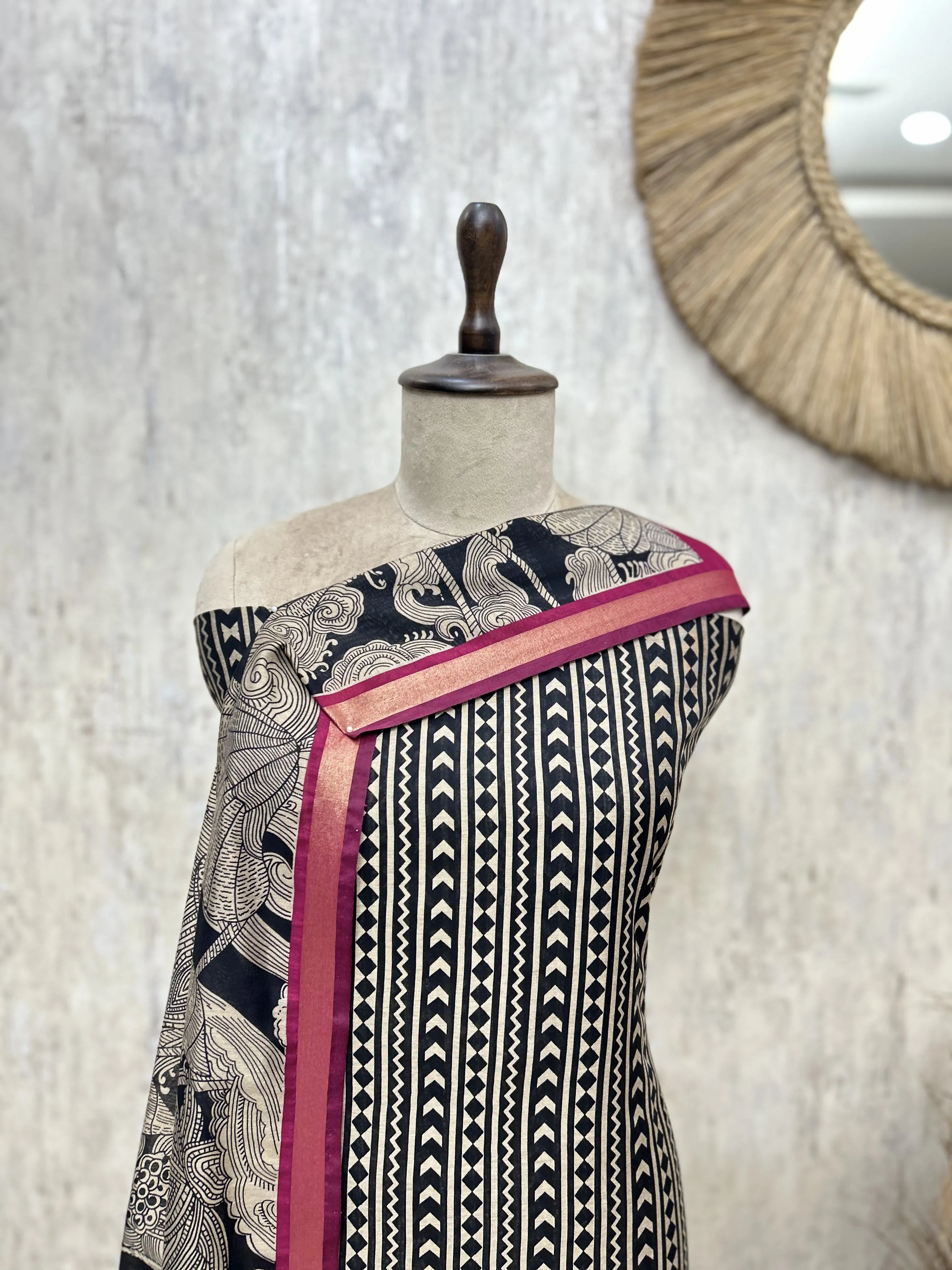 The Tribal Stripe Maheshwari Unstitched Suits