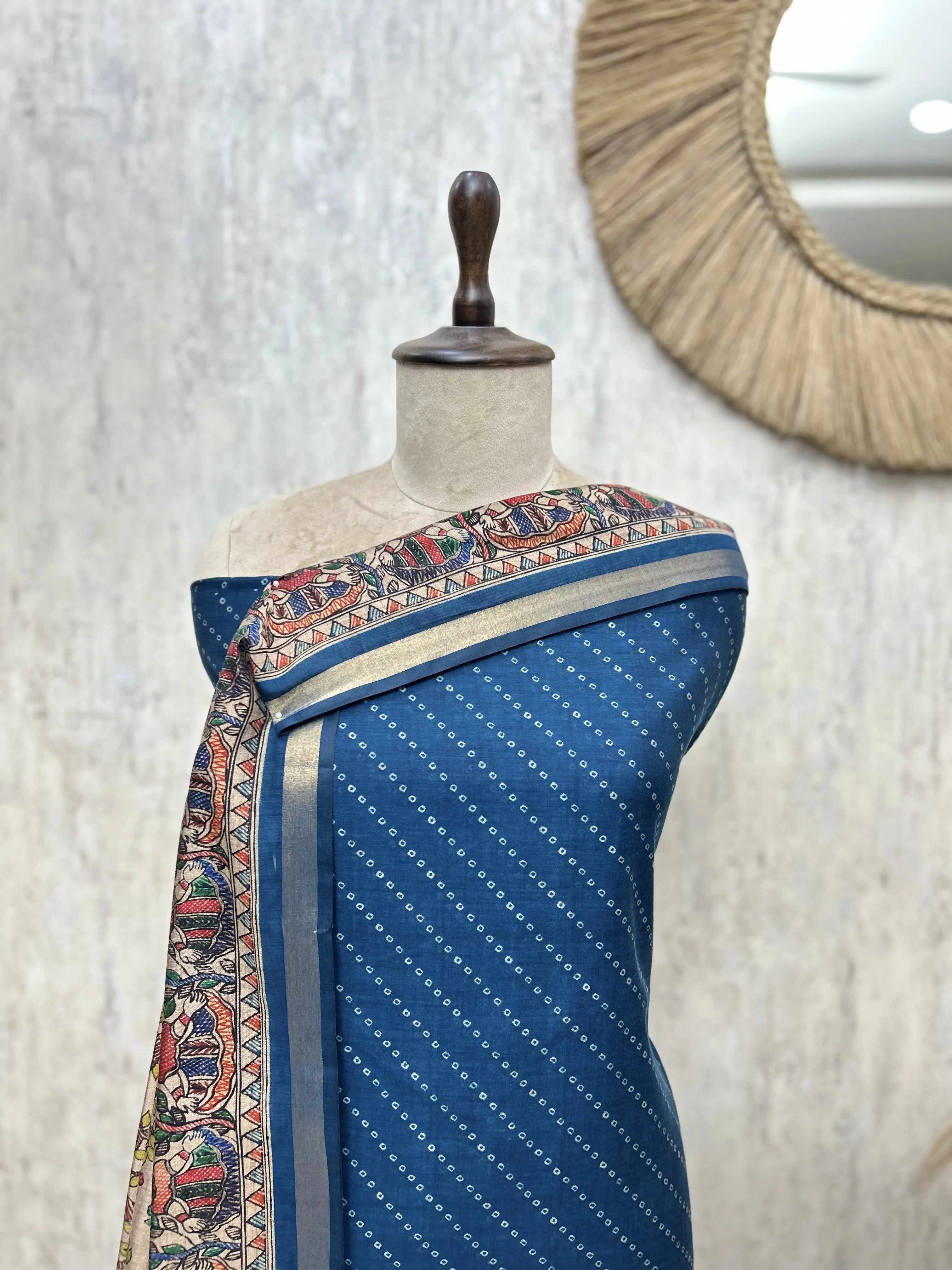 The Madhubani Leheriya Maheshwari Unstitched Suits