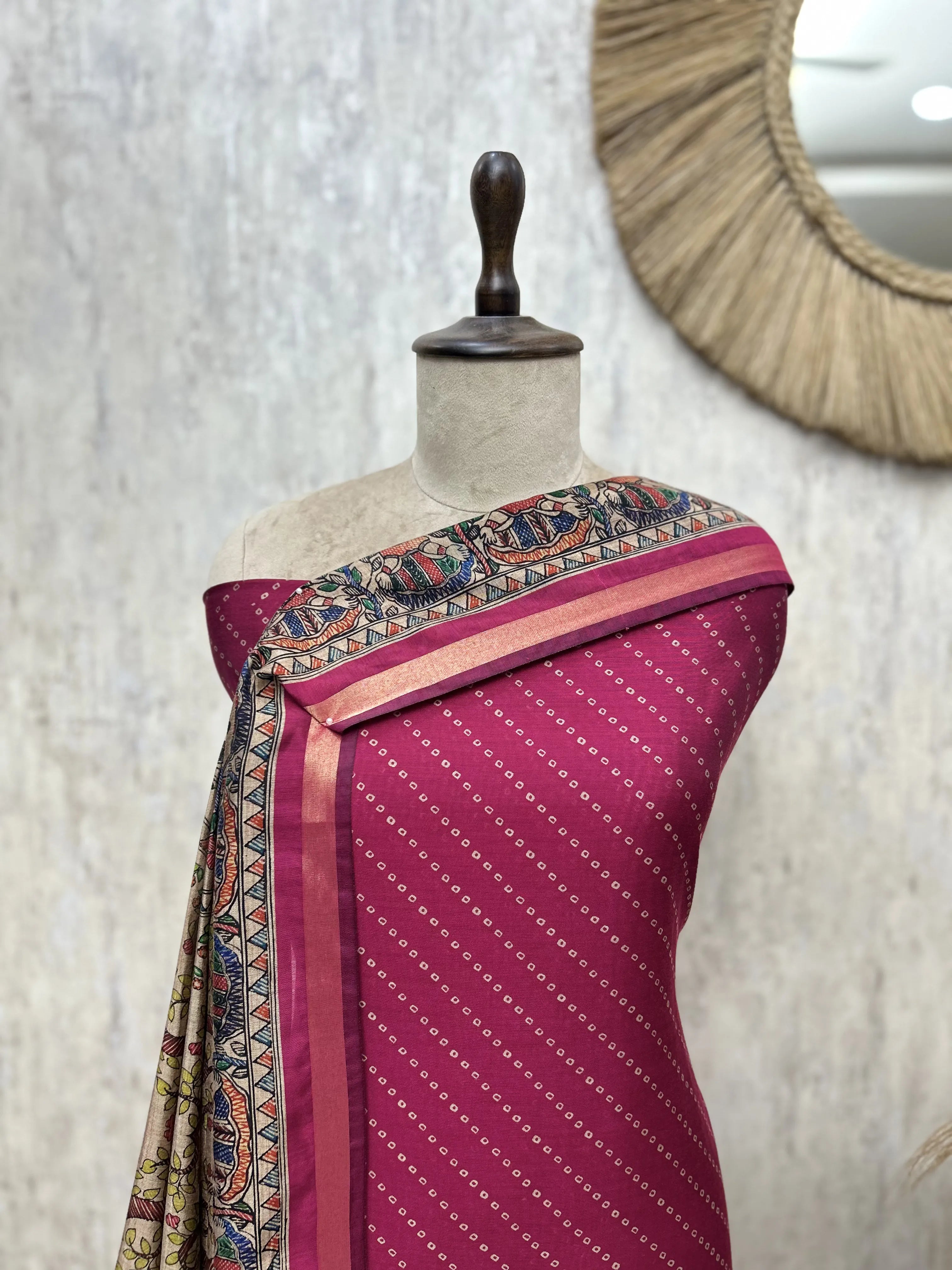 The Madhubani Leheriya Maheshwari Unstitched Suits