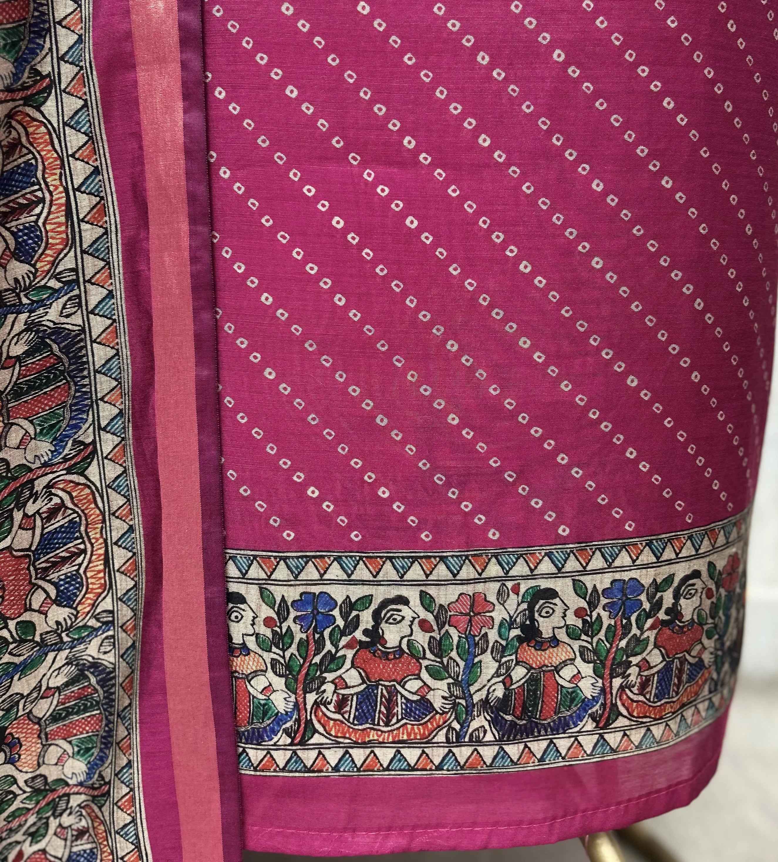 The Madhubani Leheriya Maheshwari Unstitched Suits
