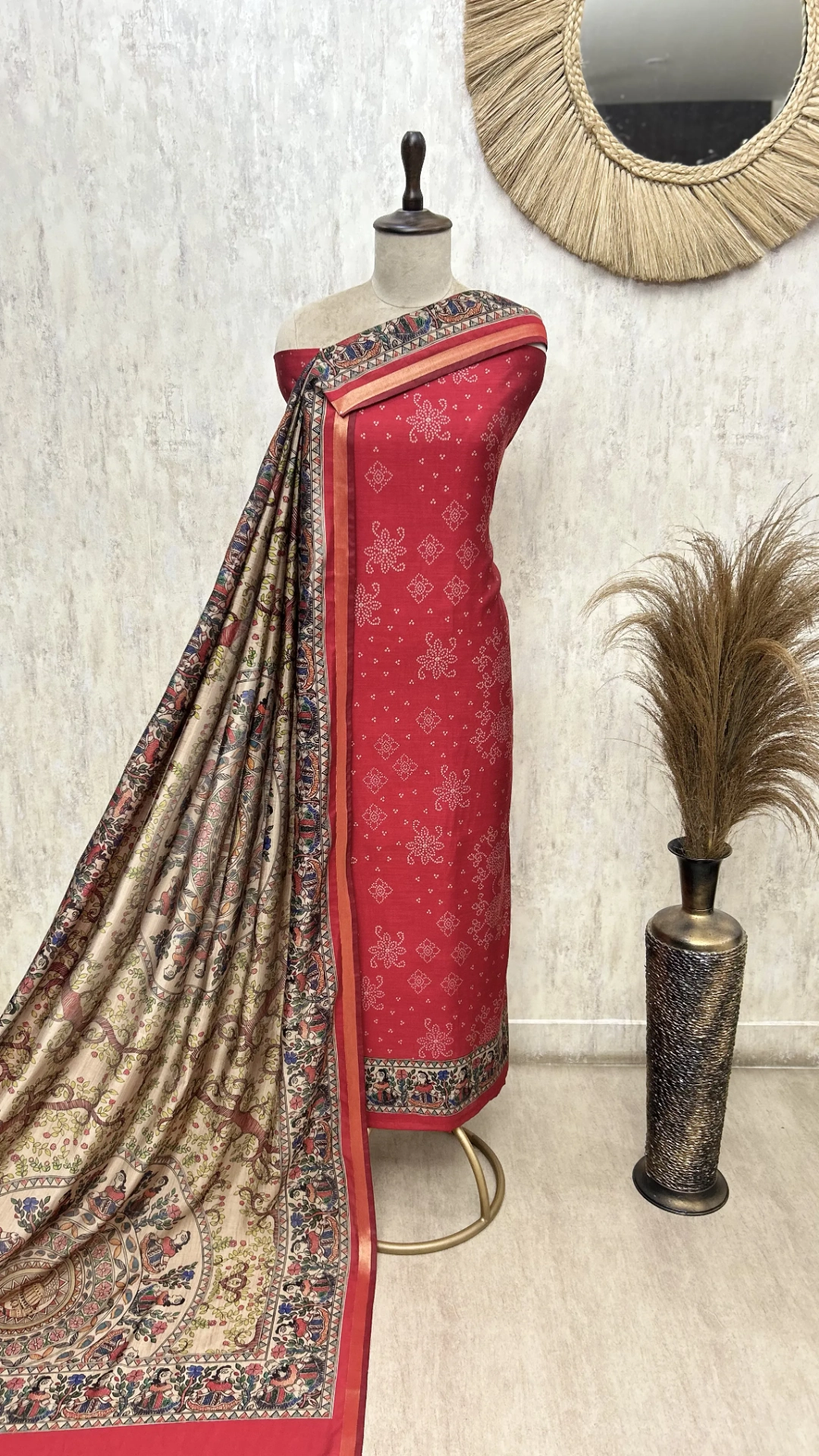 The Bandhani Maheshwari Unstitched Suits
