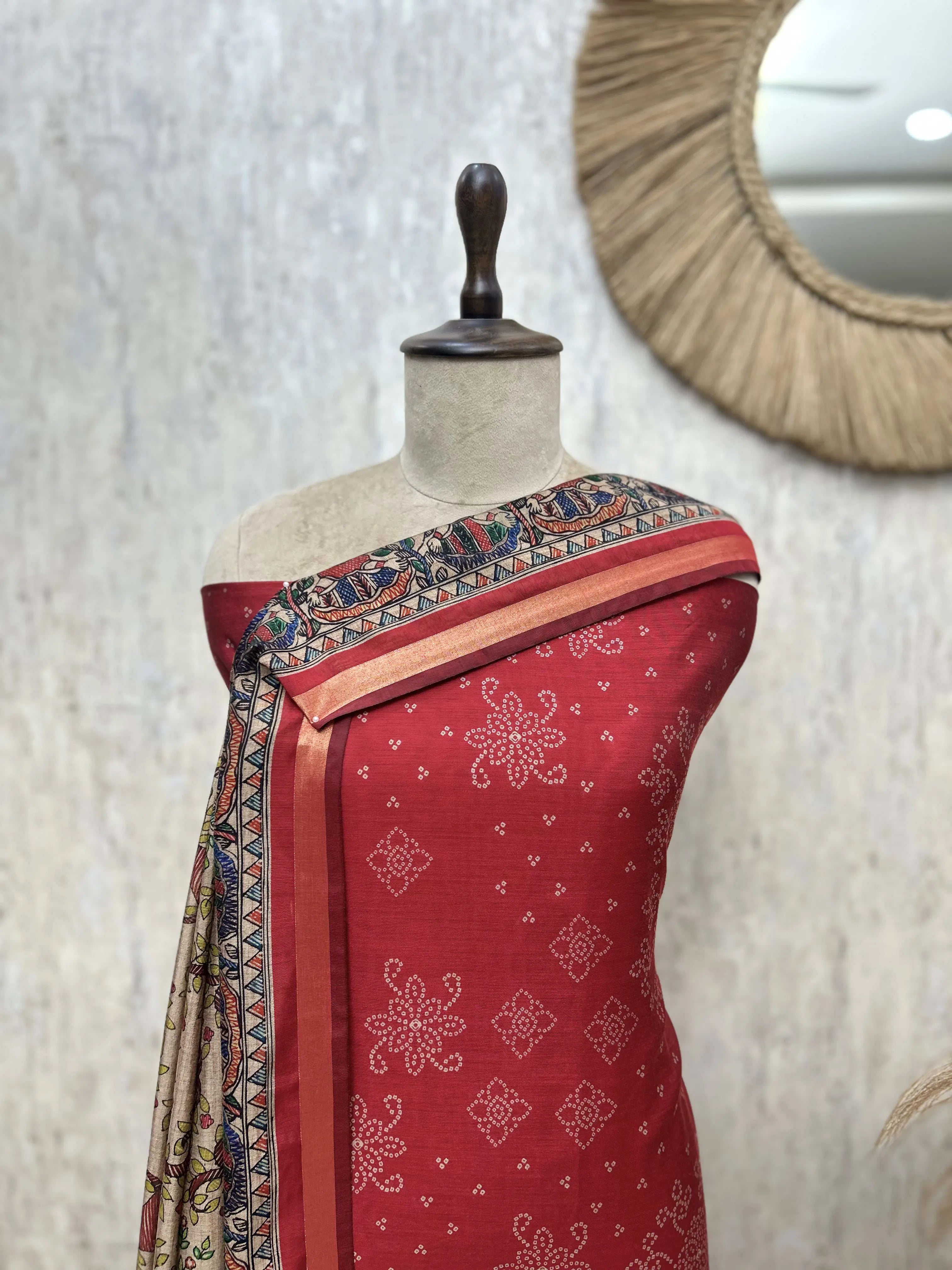 The Bandhani Maheshwari Unstitched Suits