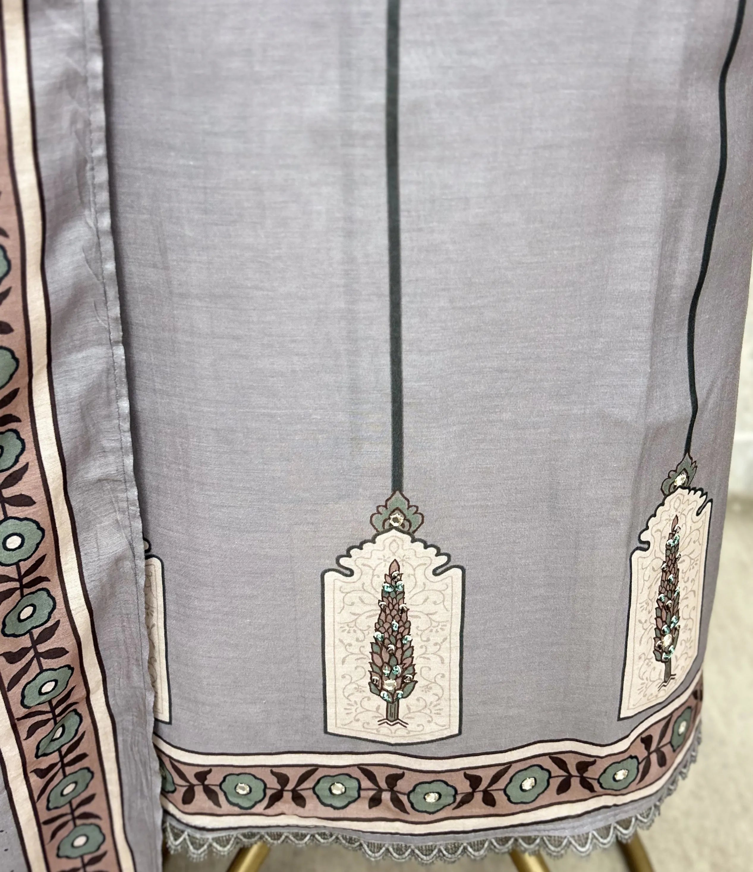 The Cypress Panel Mul Chanderi Unstitched Suits