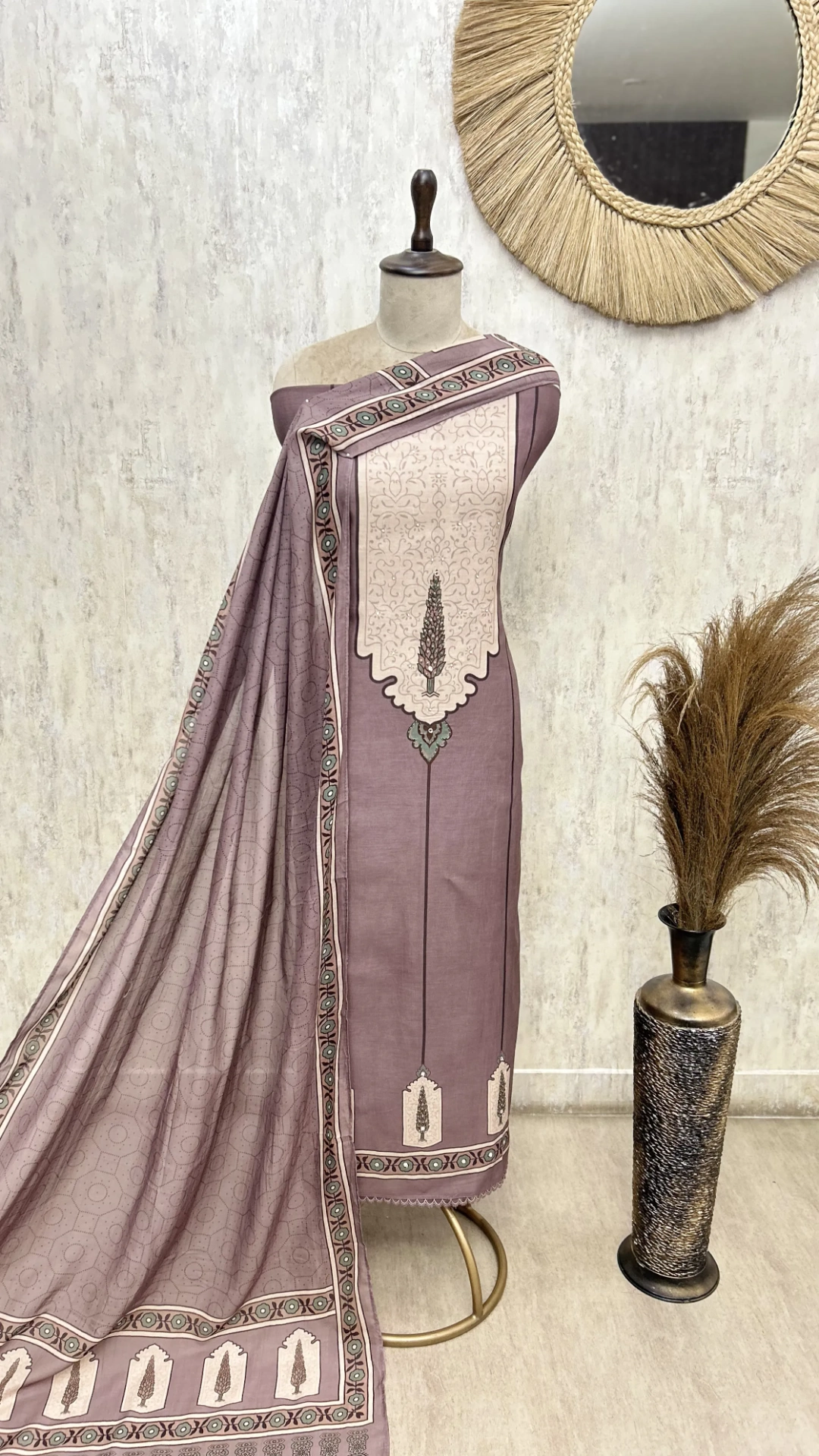 The Cypress Panel Mul Chanderi Unstitched Suits