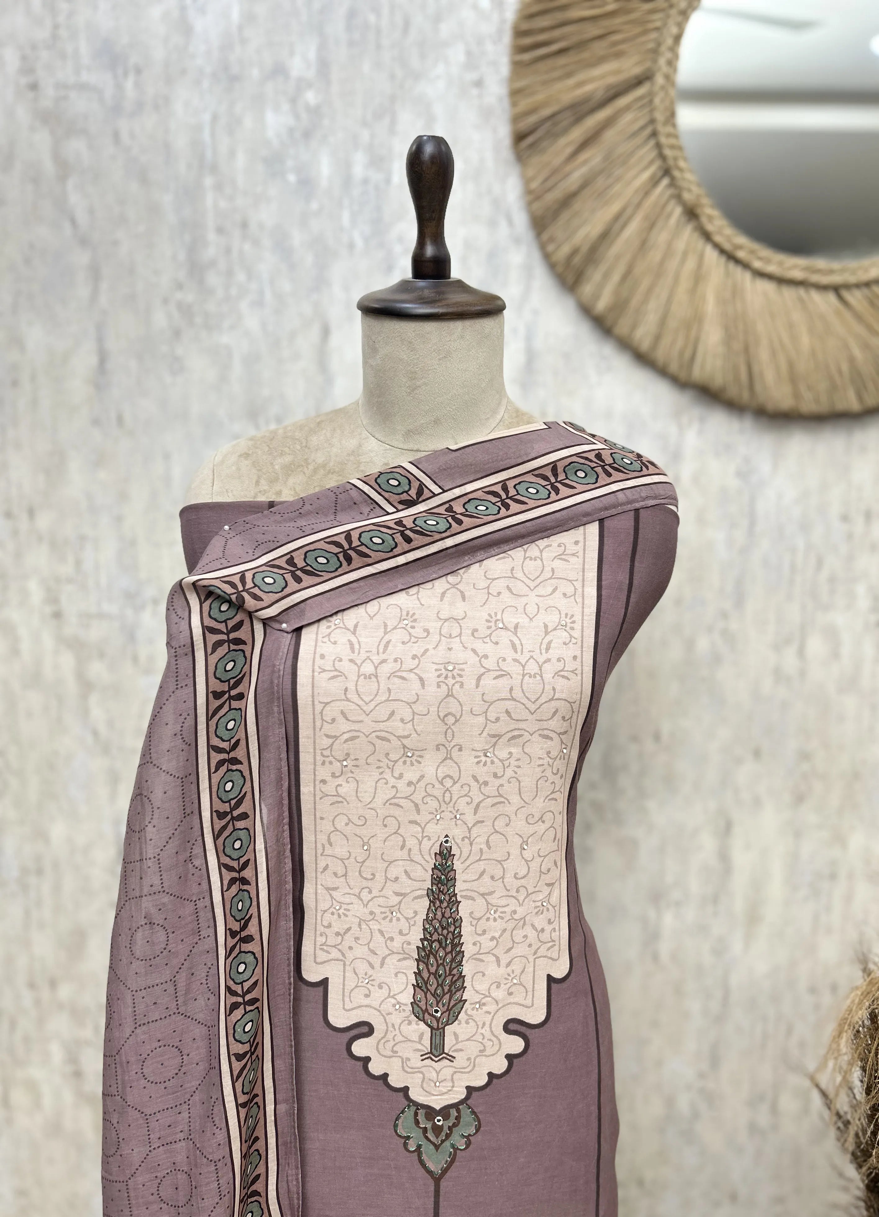 The Cypress Panel Mul Chanderi Unstitched Suits