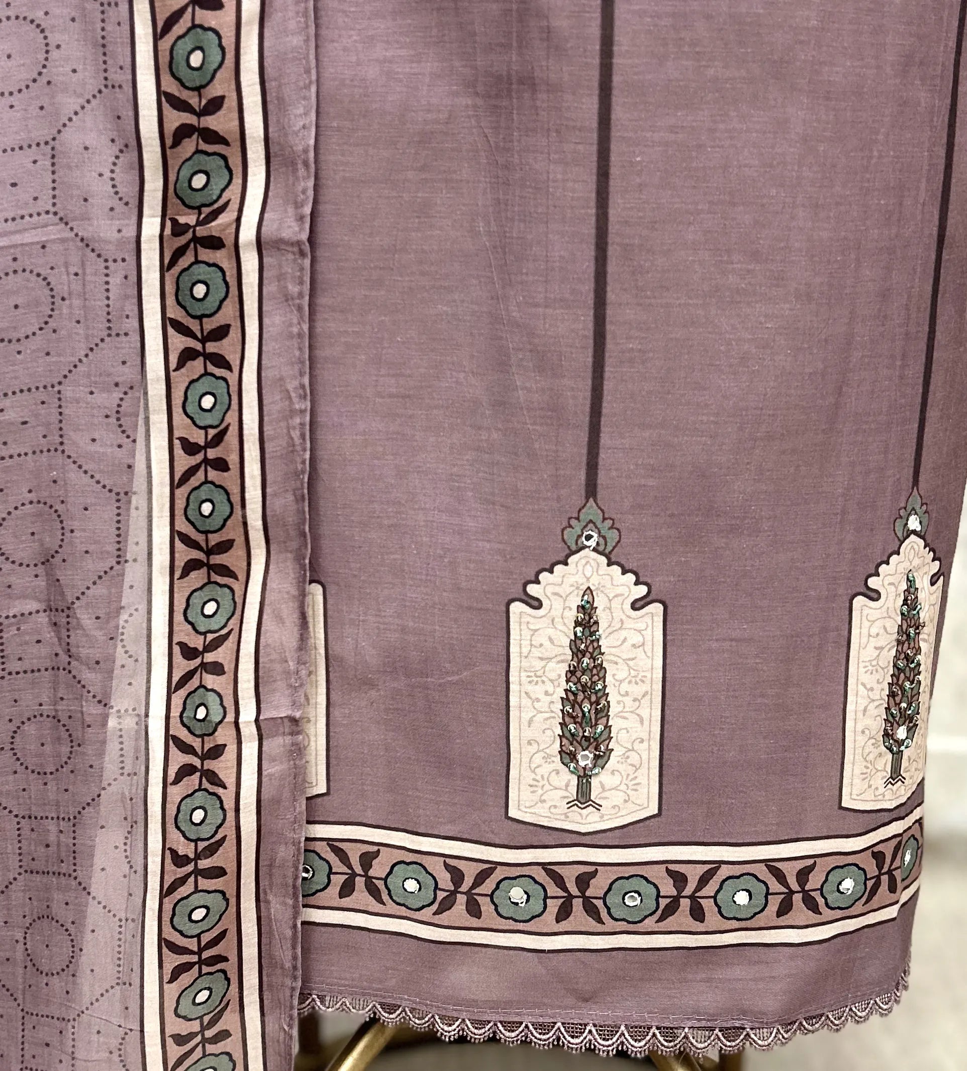 The Cypress Panel Mul Chanderi Unstitched Suits